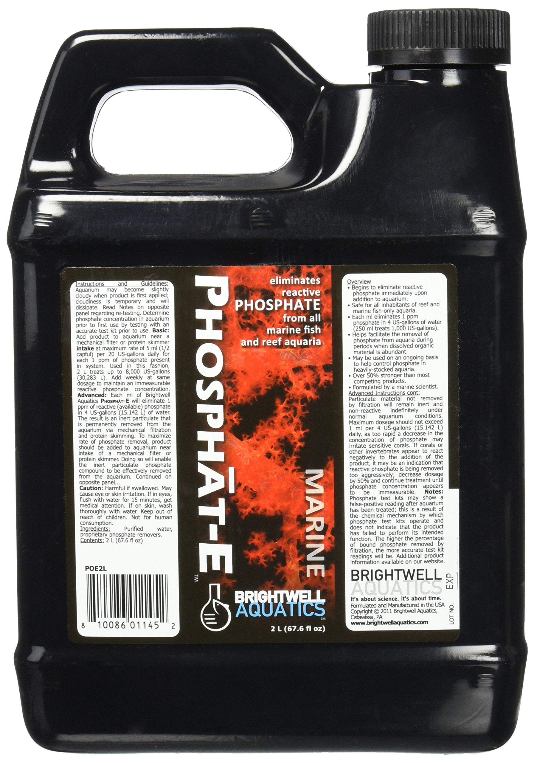 Brightwell Aquatics Phosphat-E Liquid Phosphate Remover for Marine Fish and Reef Aquariums - Aquarium Water Treatments, 67.6 fl 