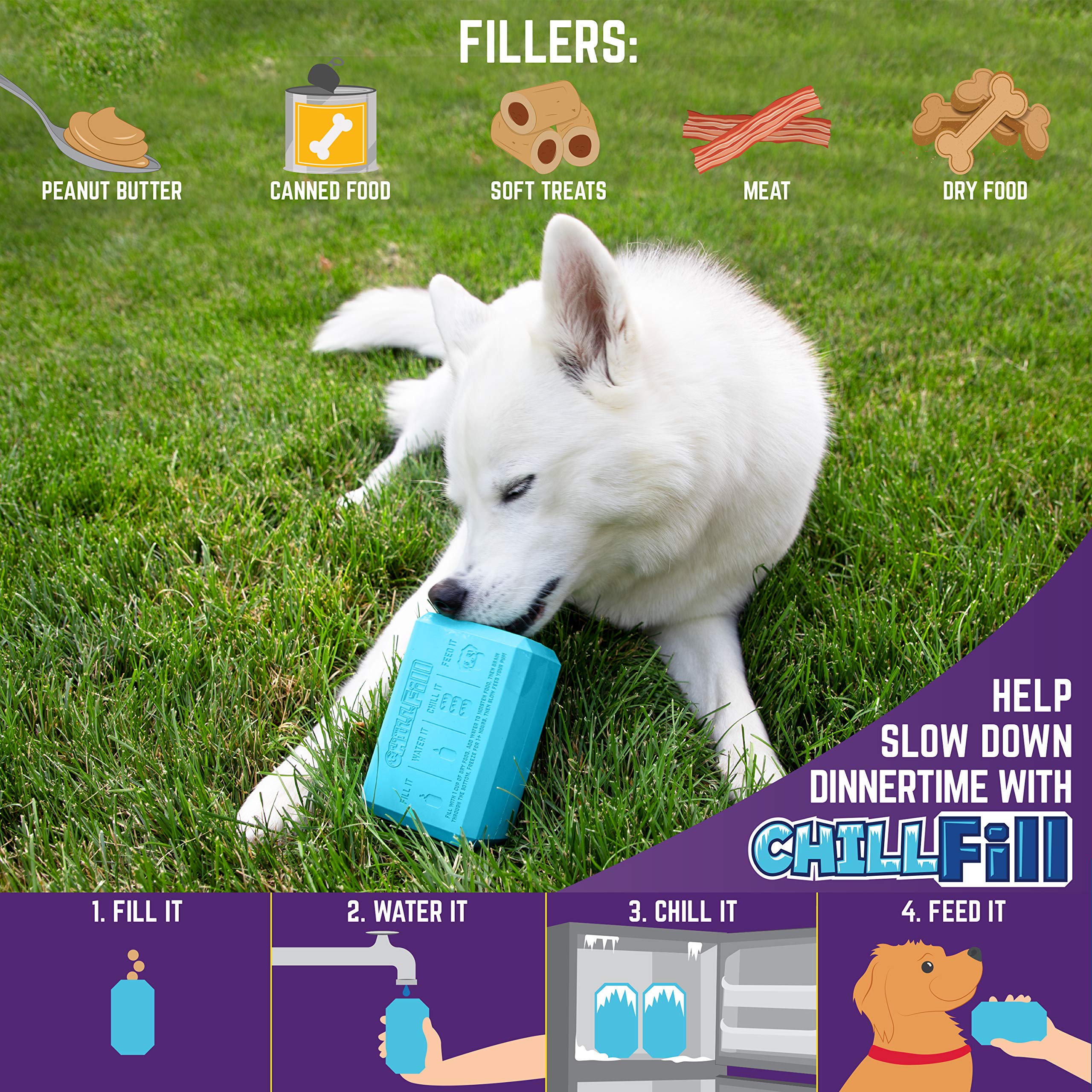 Chew King Premium Treat Dog Toy, XL, Extremely Durable Natural Rubber Fillable Toy Collection, Frozen Feeding, All Breed Sizes