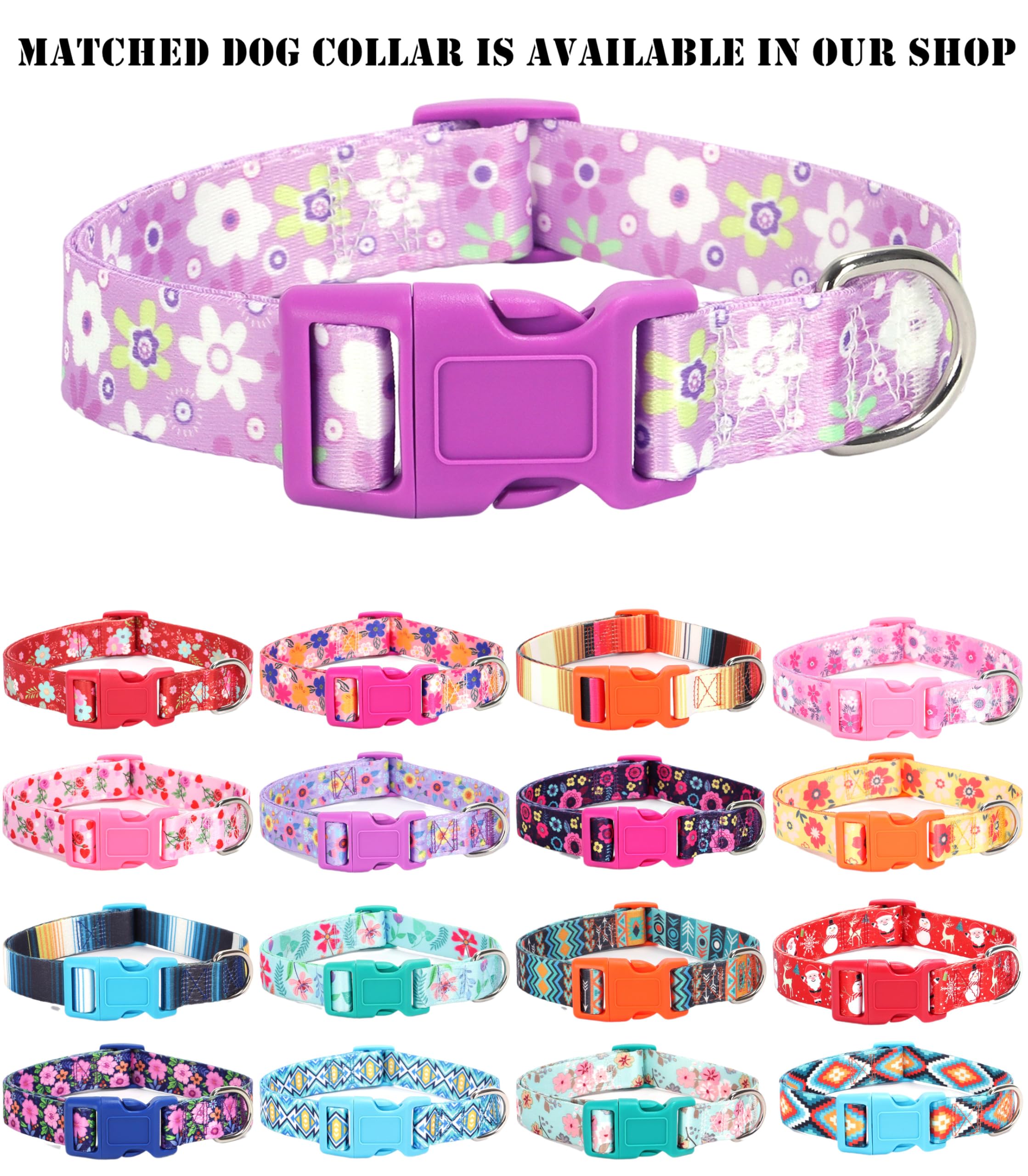 Moonpet Step In Air Dog Harness Leash Set- All Weather Reflective No-Pull?loral Pattern Padded Mesh Vest Harness For Cats Puppy Extra-Small Small Medium Large Dogs - Purple Flower - L