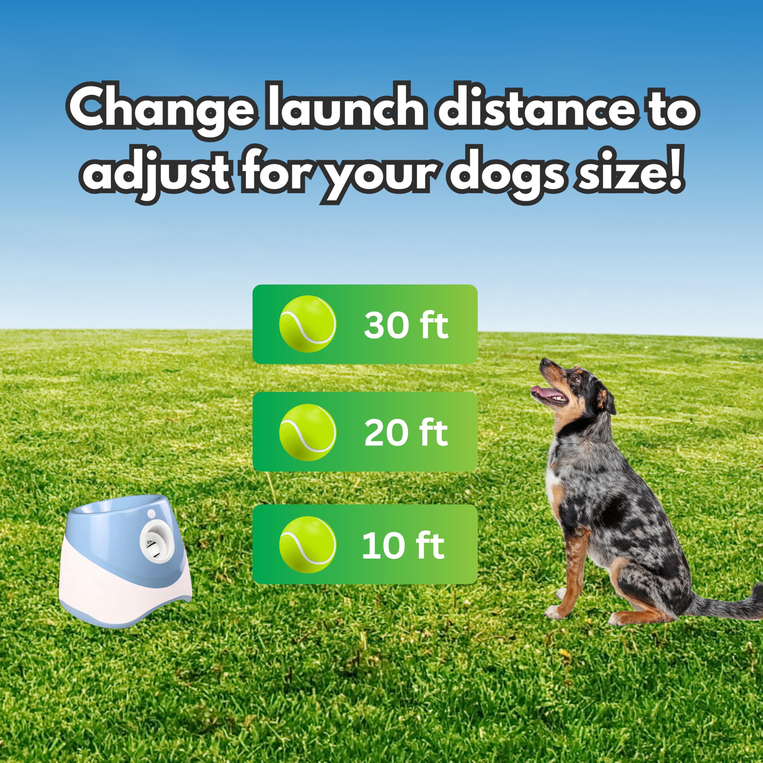 Simple Spree Goods Automatic Ball Launcher For Small, Medium Dog/Puppy With 6 Small Tennis Balls