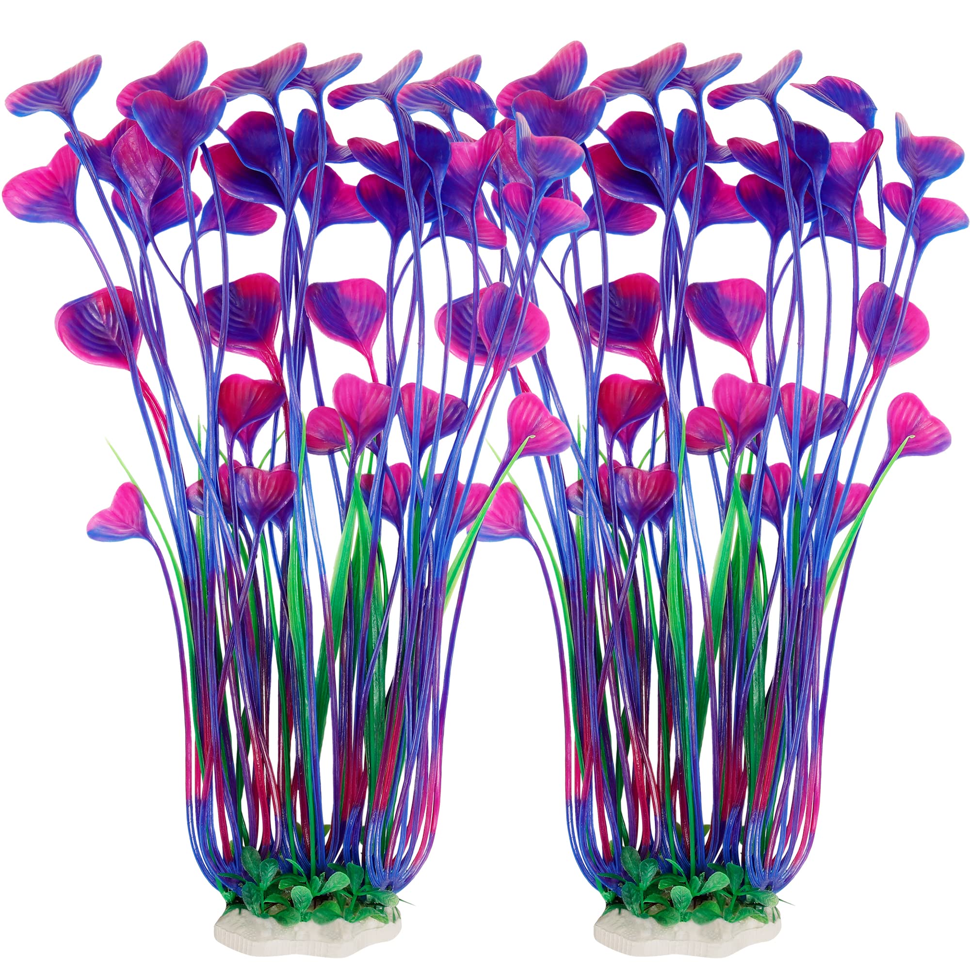 MyLifeUNIT Aquarium Plants, 2 Pack Tall Plastic Plants for Fish Tank Decorations, 15.75 Inches (Purple)
