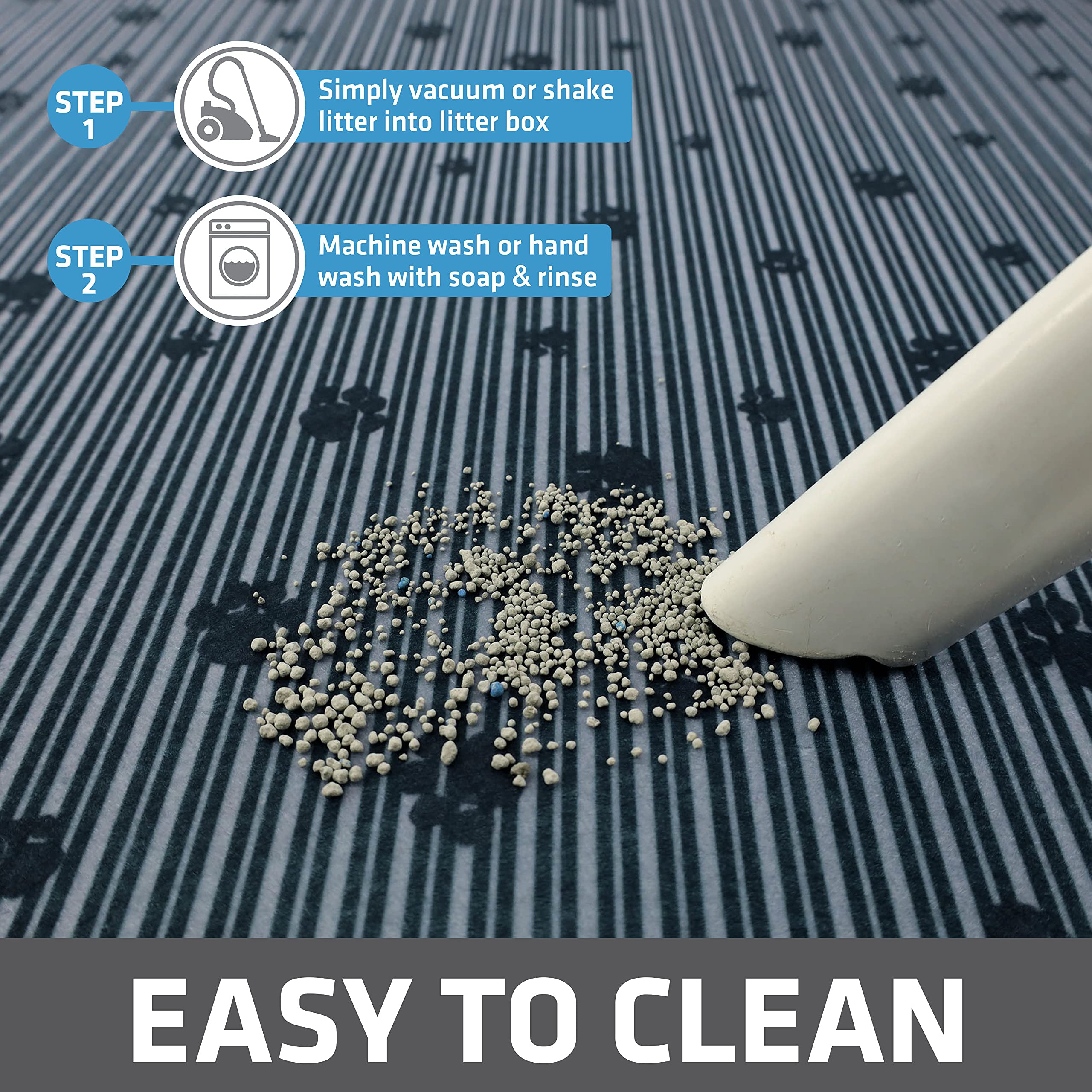 Drymate Original Cat Litter Mat, Contains Mess From Box, Protects Floors, Urine-Proof, Machine Washable, Soft On Kitty Paws, Absorbent, Waterproof (Usa Made, Recycled Content) (20”X28”)(Greystripepaw)