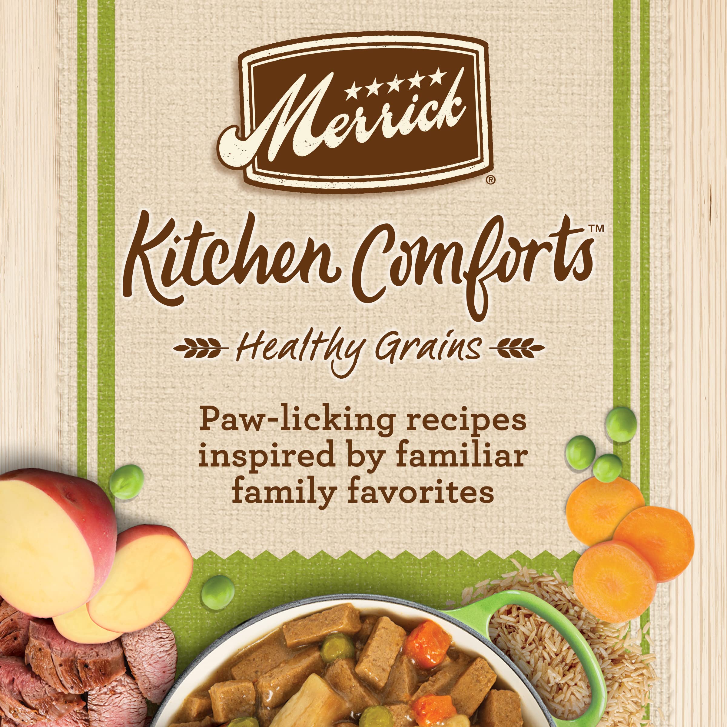 Merrick Kitchen Comforts Healthy Natural Canned Adult Dog Food with Gravy, Shepherds Pie with Lamb and Rice - (Pack of 12) 12.7
