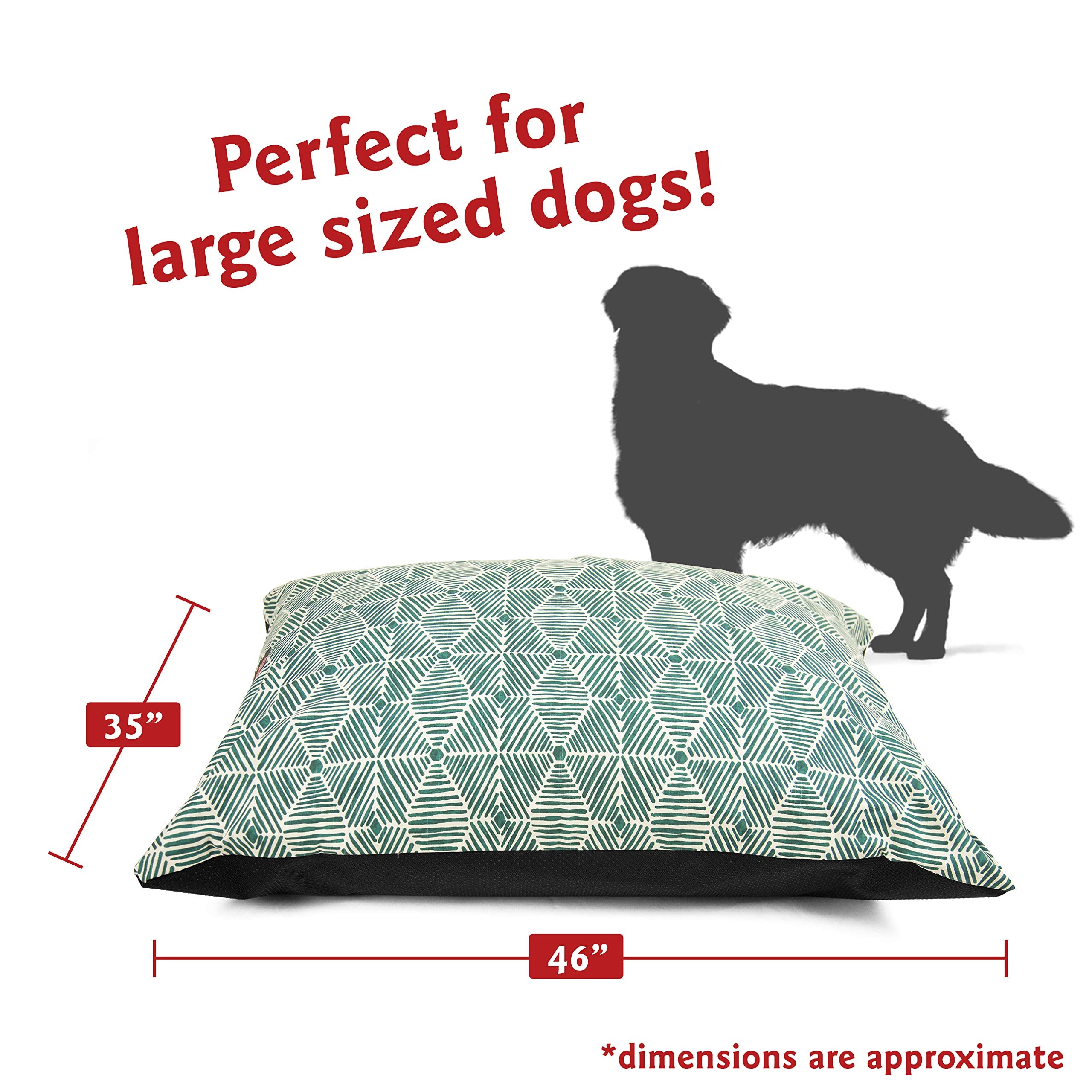 Majestic Pet Rectangle Large Dog Bed Washable – Non Slip Comfy Pet Bed – Dog Crate Bed Super Value Pillow Dog Bed – Dog Kennel Bed For Sleeping - Dog Bed Large Breed 46 X 35 Inch – Charlie Emerald