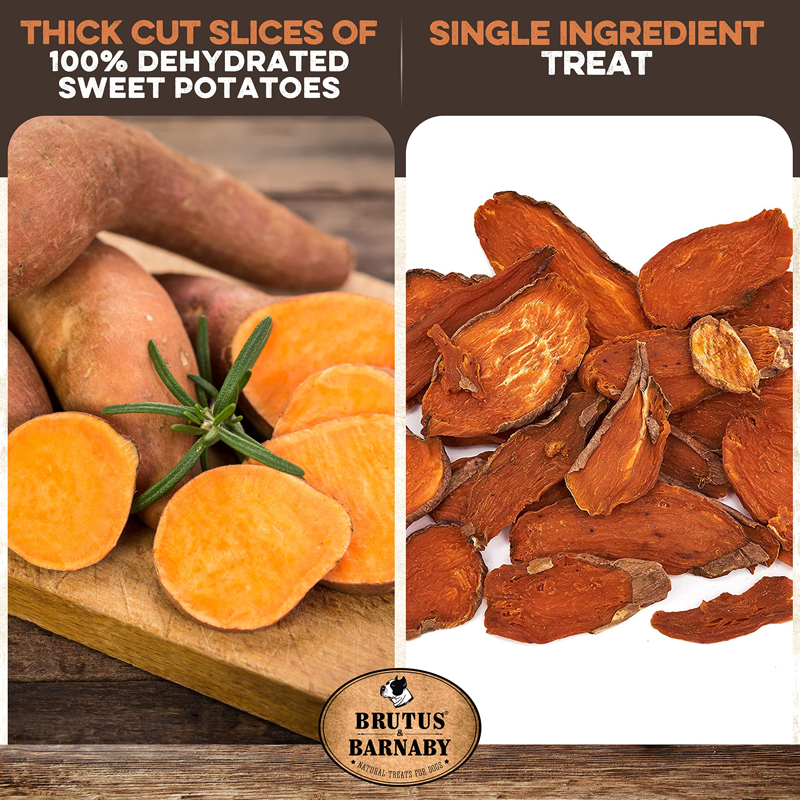 BRUTUS & BARNABY Sweet Potato Dog Treats - Support Sensitive Stomachs with USA-Grown, Hypoallergenic Treats That Smell as Good a