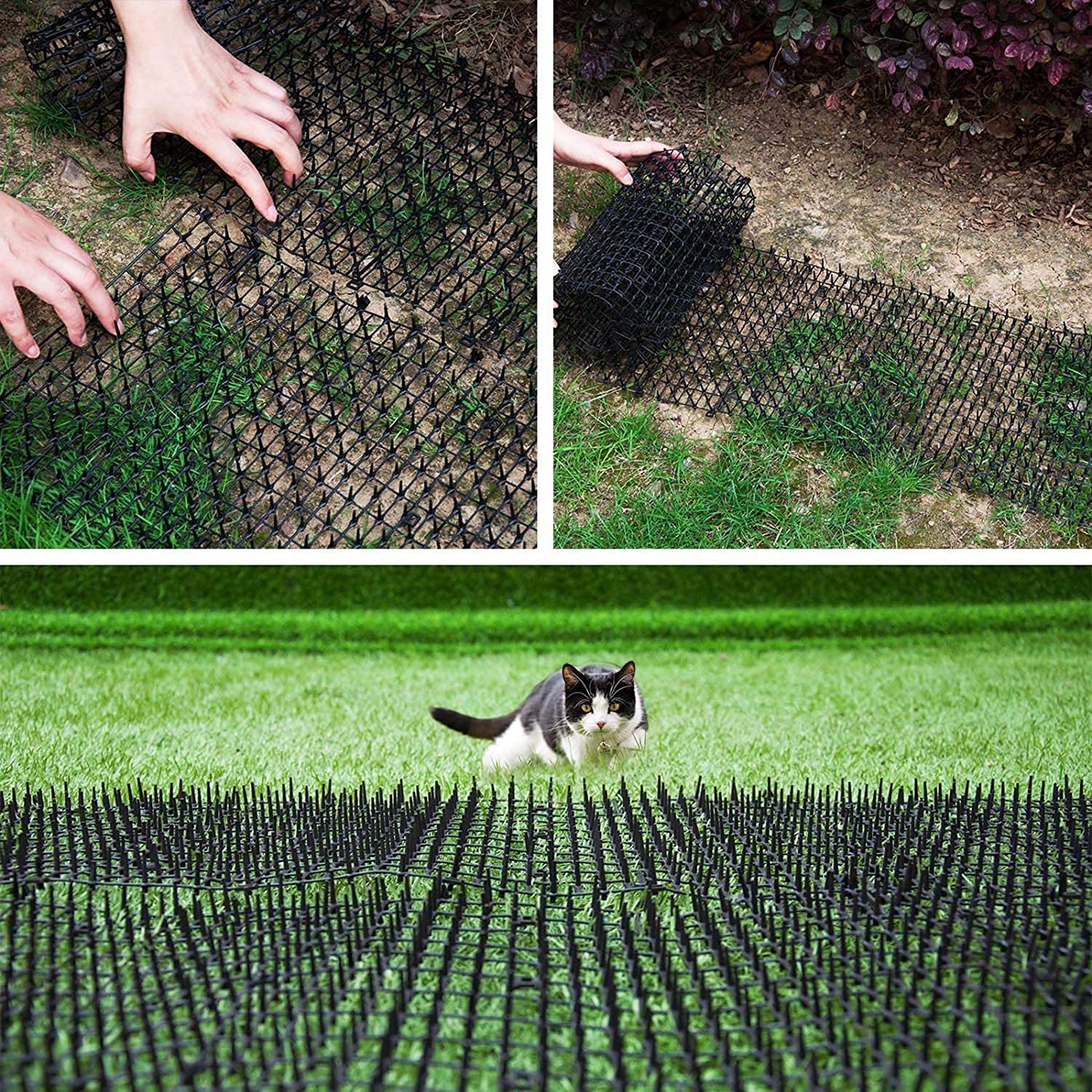 Oceanpax 2Pcs 6.5Ft Cat Scat Mat With Spikes, Prickle Strips Network Digging Stopper Outdoor Spike Deterrent Mat, 78 Inch X 11 I