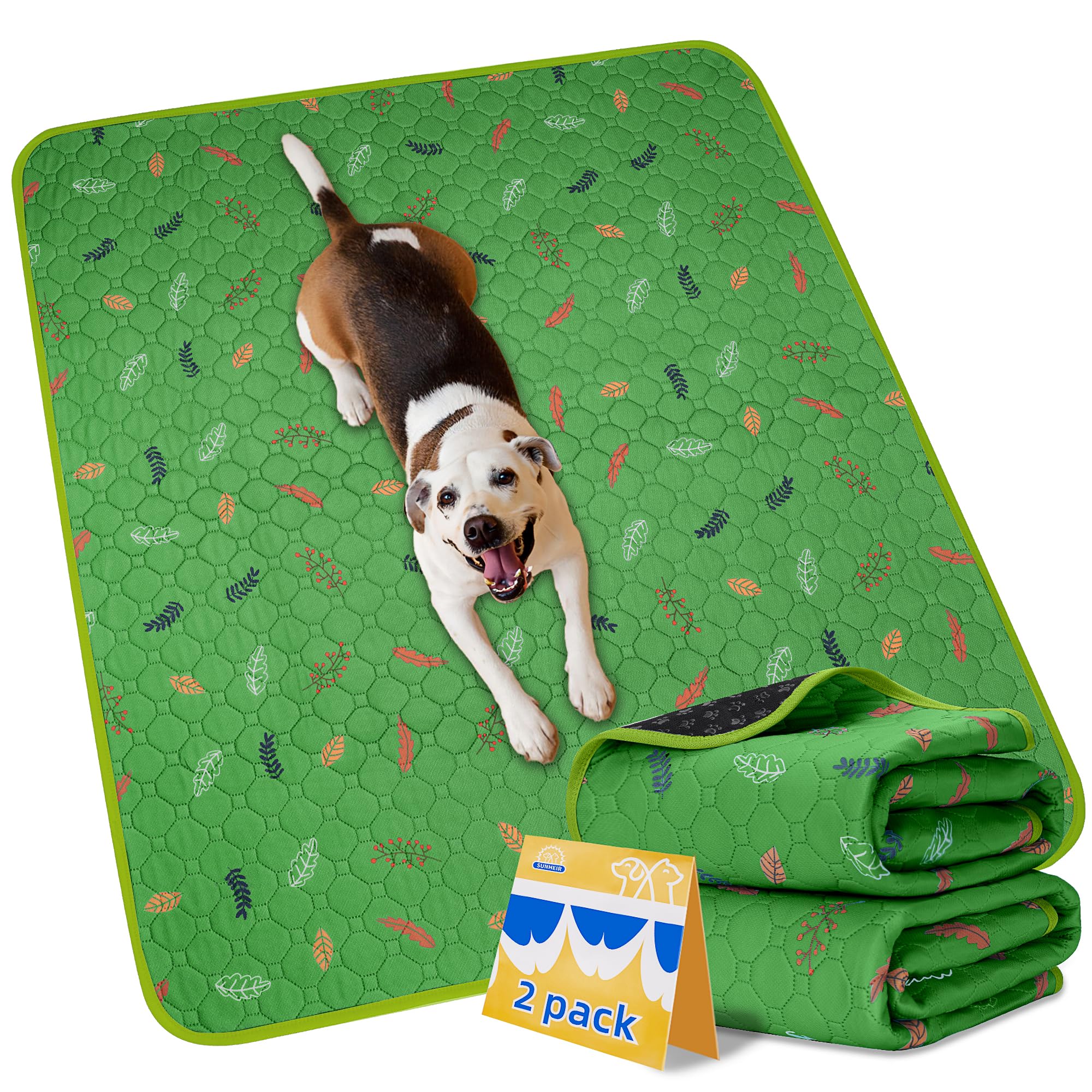 Sunheir Washable Pee Pads For Dogs Extra Large 48'' X 60'' 2-Pack, Reusable Puppy Pads Pet Training Pads For Dog Playpen Indoor,