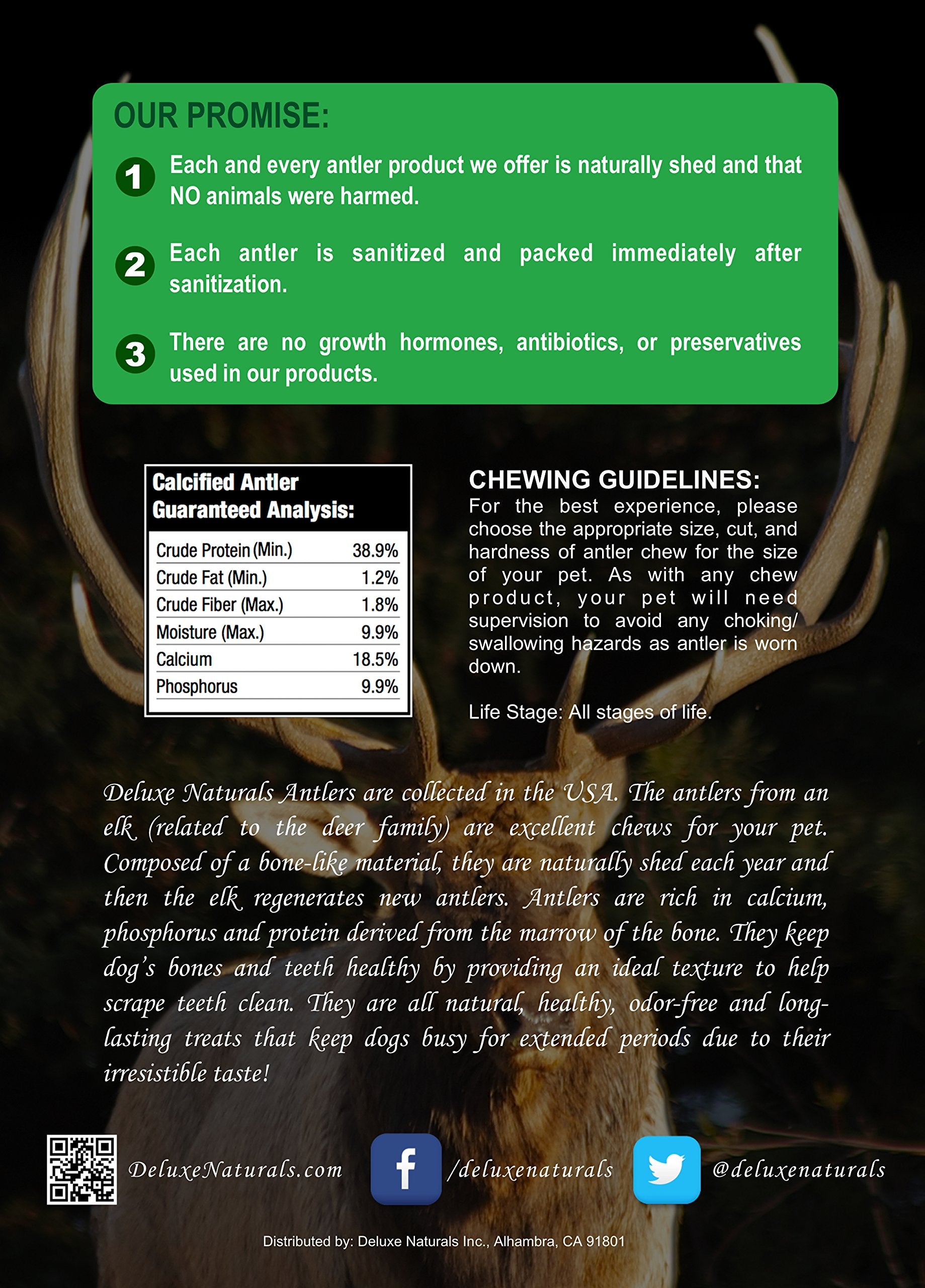 Deluxe Naturals Elk Antler Chews For Dogs | Naturally Shed Usa Collected Elk Antlers | All Natural A-Grade Premium Elk Antler Dog Chews | Product Of Usa, 2 Packs Of 1 Pound Small Cuts