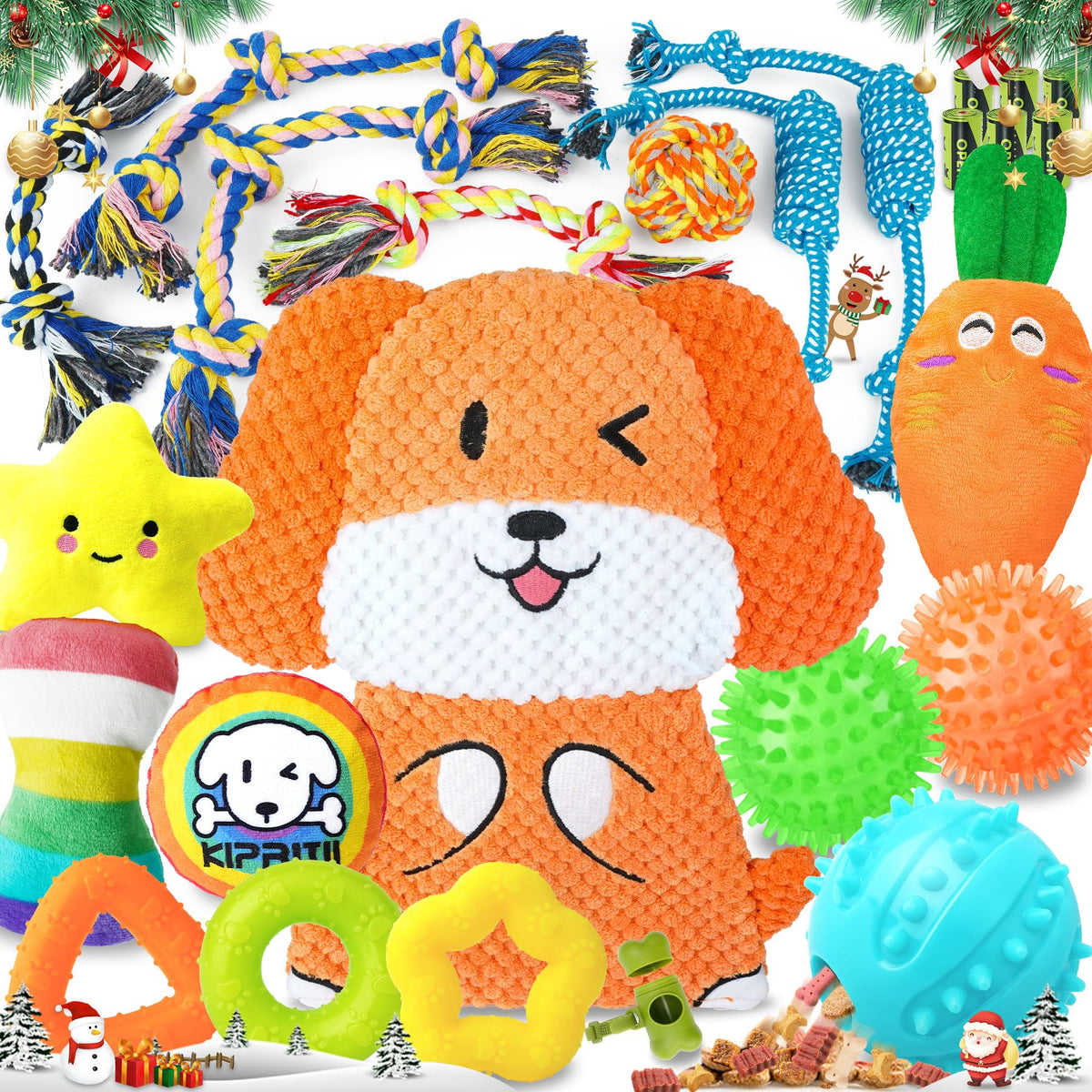 Kipritii Puppy Toys For Dog Teething-25 Pack Exclusive Puppy Dog Chew Toys For Boredom With Rope Toys, Dog Treat Balls & Dog Toy For Puppy And Small Dogs, Hold A Bottle