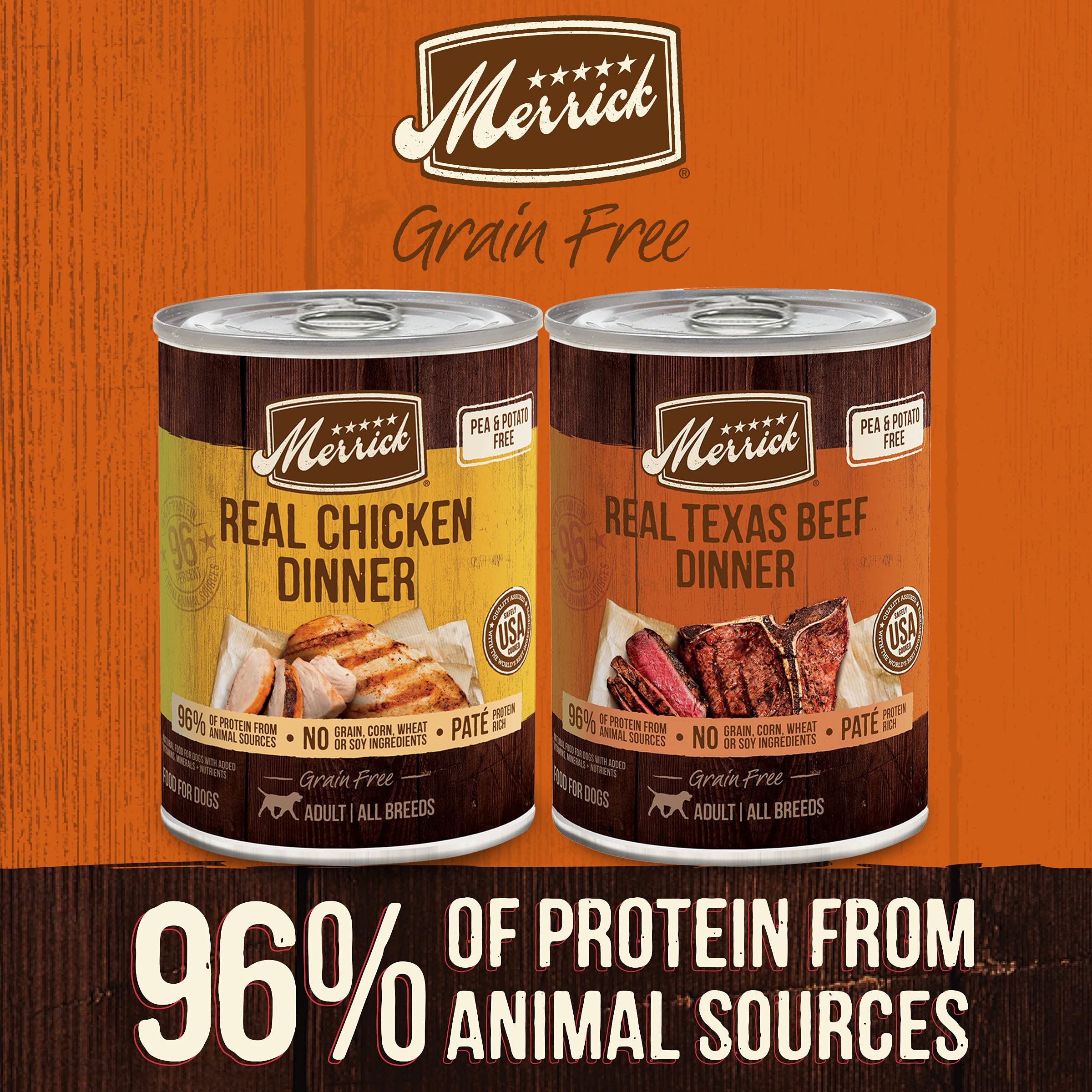 Merrick Grain Free Premium and Natural Canned Dog Food, Soft and Healthy, Real Beef and Chicken Variety Pack - (Pack of 1) 9.5 l