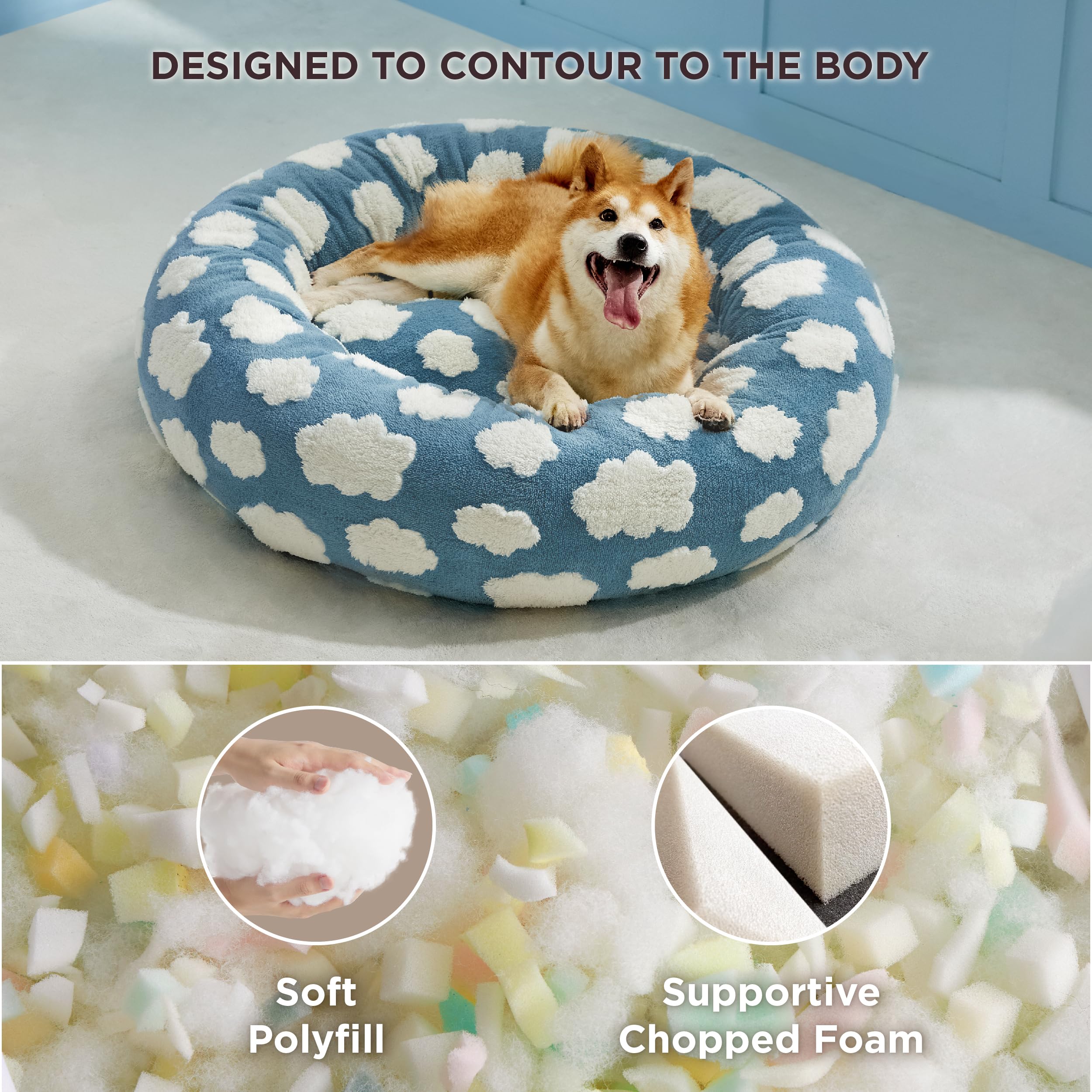 Lesure Donut Dog Beds Large Sized Dog - Round Pet Beds For Calming Puppy With Washable Cover, Orthopedic Modern Beds With Jacqua