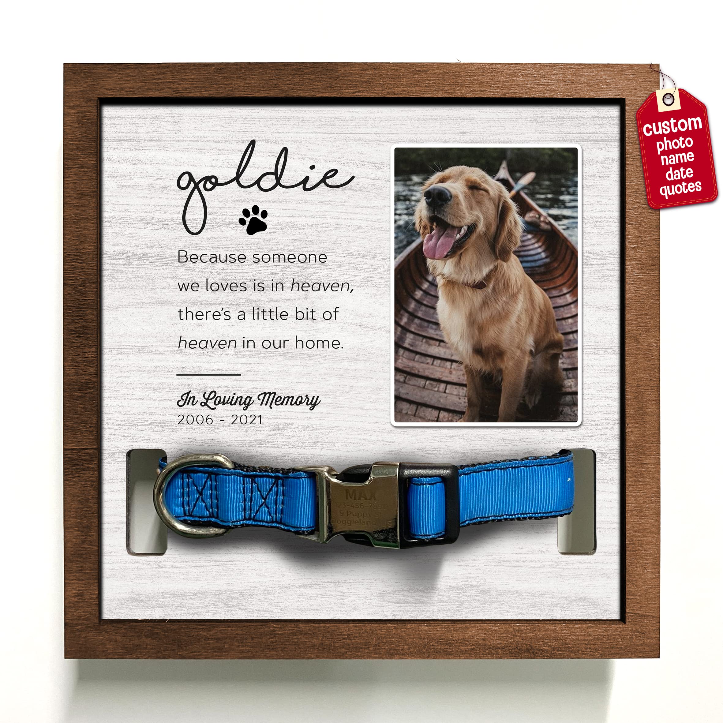 Bfigift Customized Dog Collar Frame Memorial Pet Loss Sign For Dogs Lovers Gifts With Heartfelt Sentimental Quote For Someone Wh
