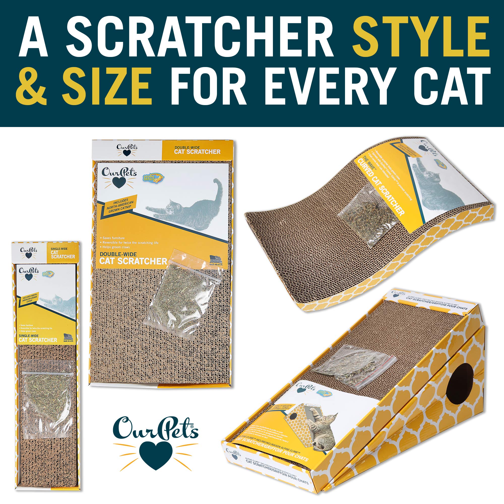 Ourpet'S Straight And Narrow Single Wide Reversible Cat Scratcher