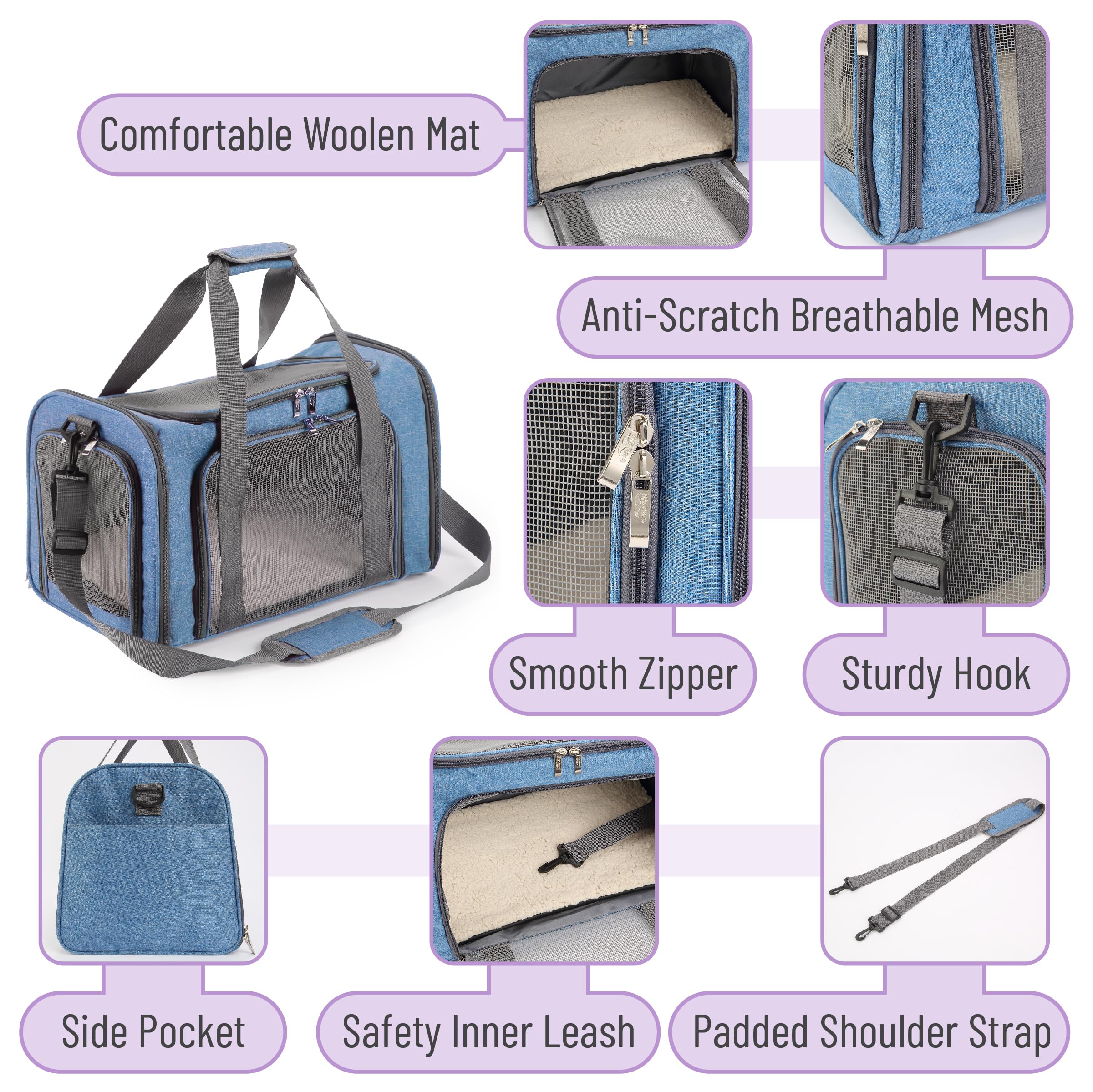 Mr. Pen Pet Carrier - Soft-Sided Cat & Dog Carrier Bag for Travel