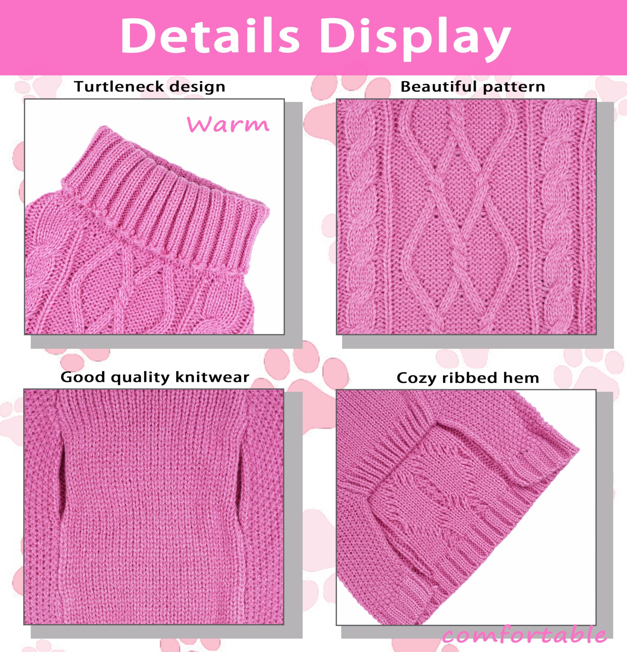 Dog Sweaters for Small Dogs Pink Small Dog Sweater Puppy Sweaters Girl Dog Clothes for Chihuahua Sleeveless Doggie Sweater Winte