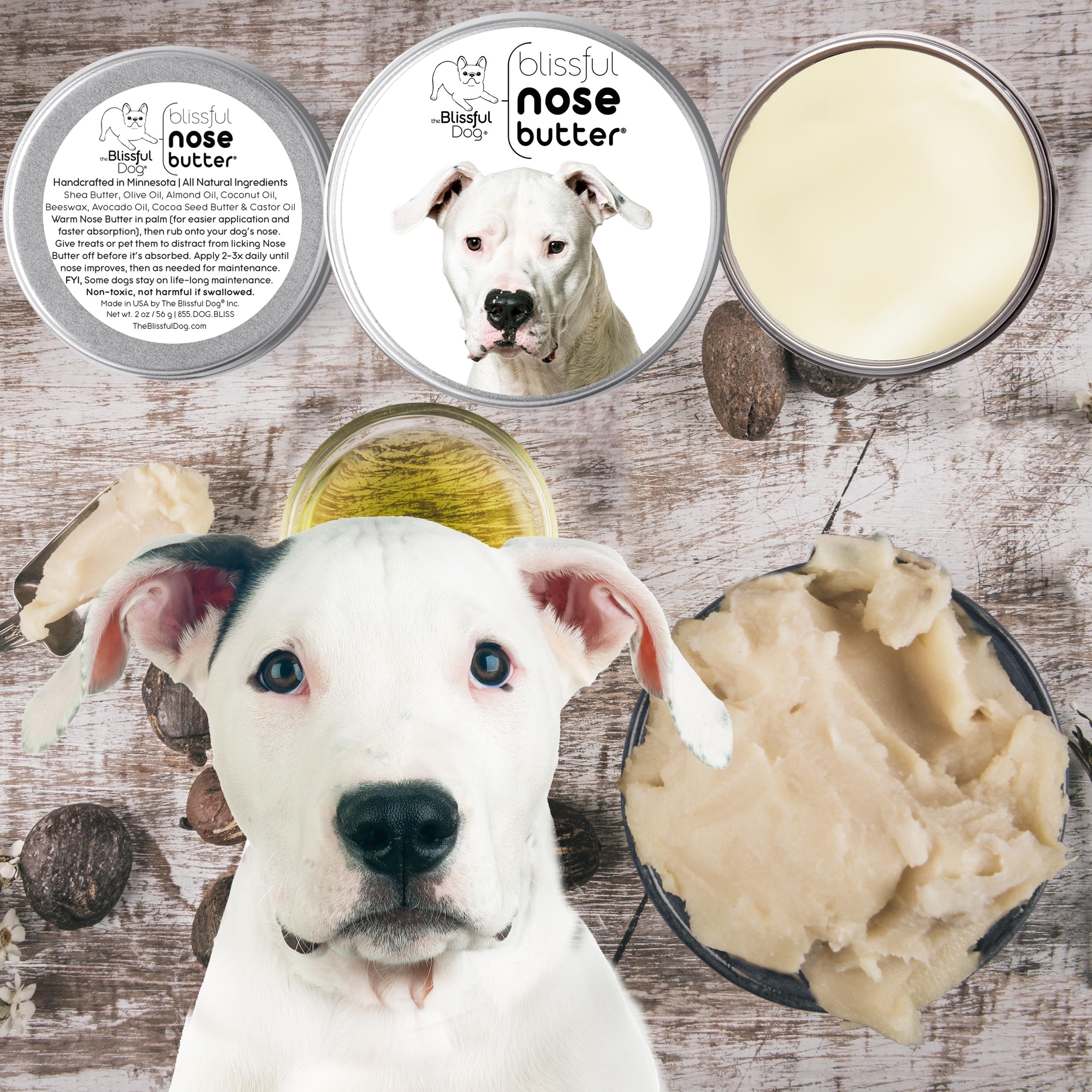 The Blissful Dog Dogo Argentino Unscented Nose Butter - Dog Nose Butter, 2 Ounce