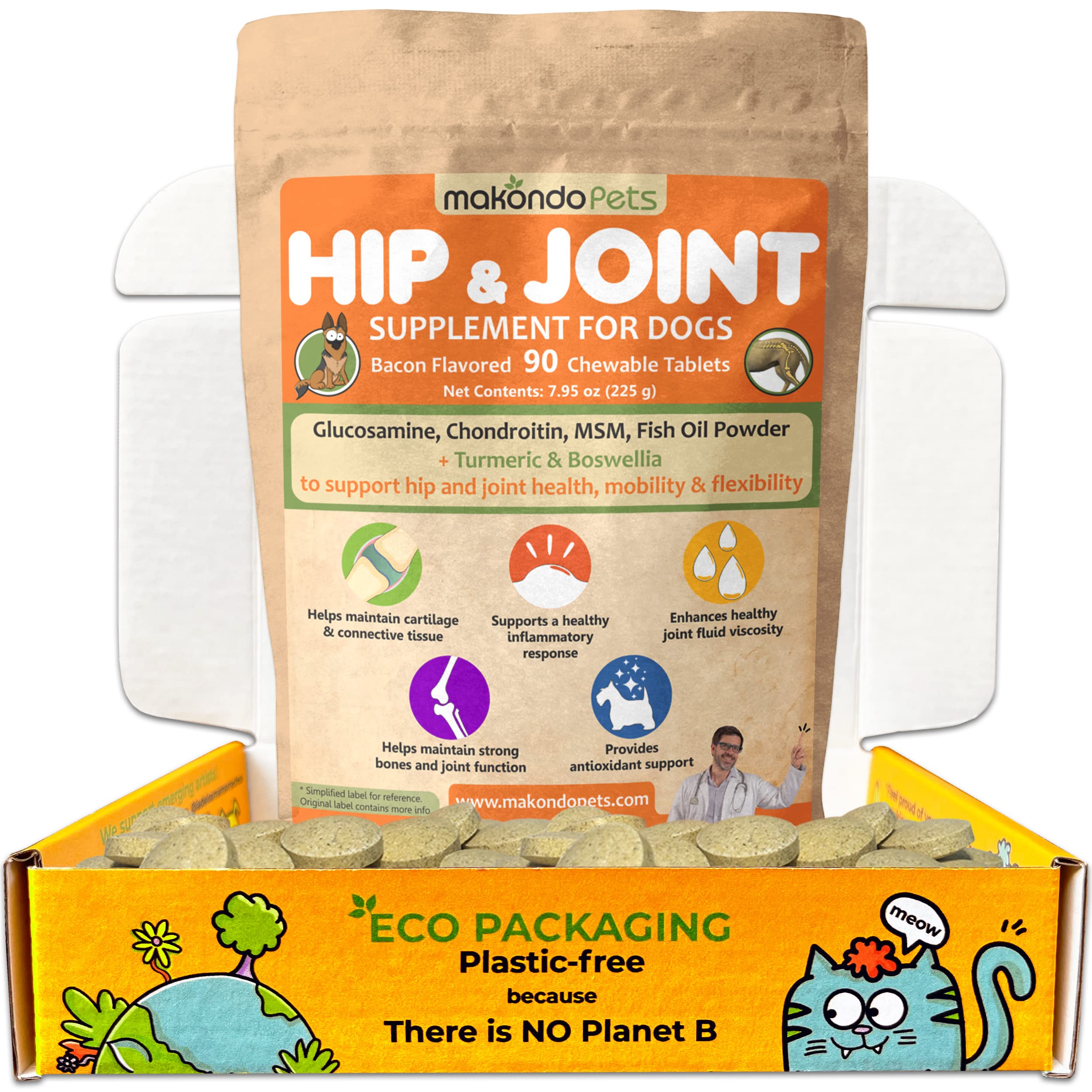 Joint Supplement for Dogs  90 Turmeric for Dogs Chews plus Fish Oil, Glucosamine for Dogs Chondroitin, MSM + Vitamin C for Dogs 