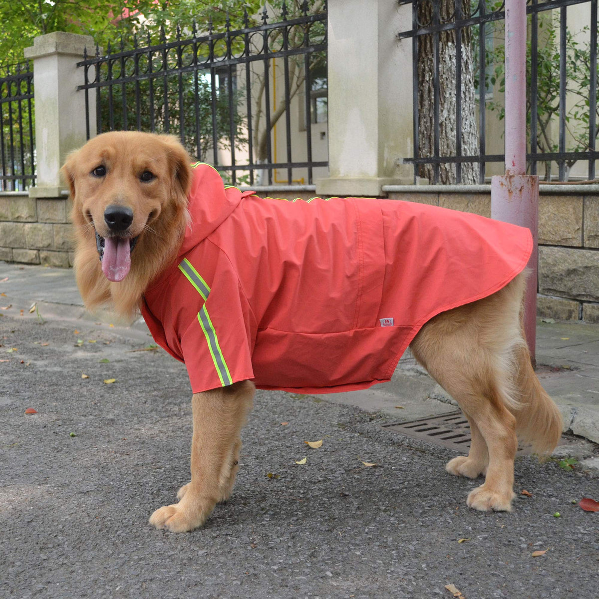 Fashion Hooded Pet Dog Raincoat, Lightweight Dog Rain Jacket Zipper Closure Rain Poncho With Reflective Strip For Small Medium Large Dogs Lobster Red Xxxxl