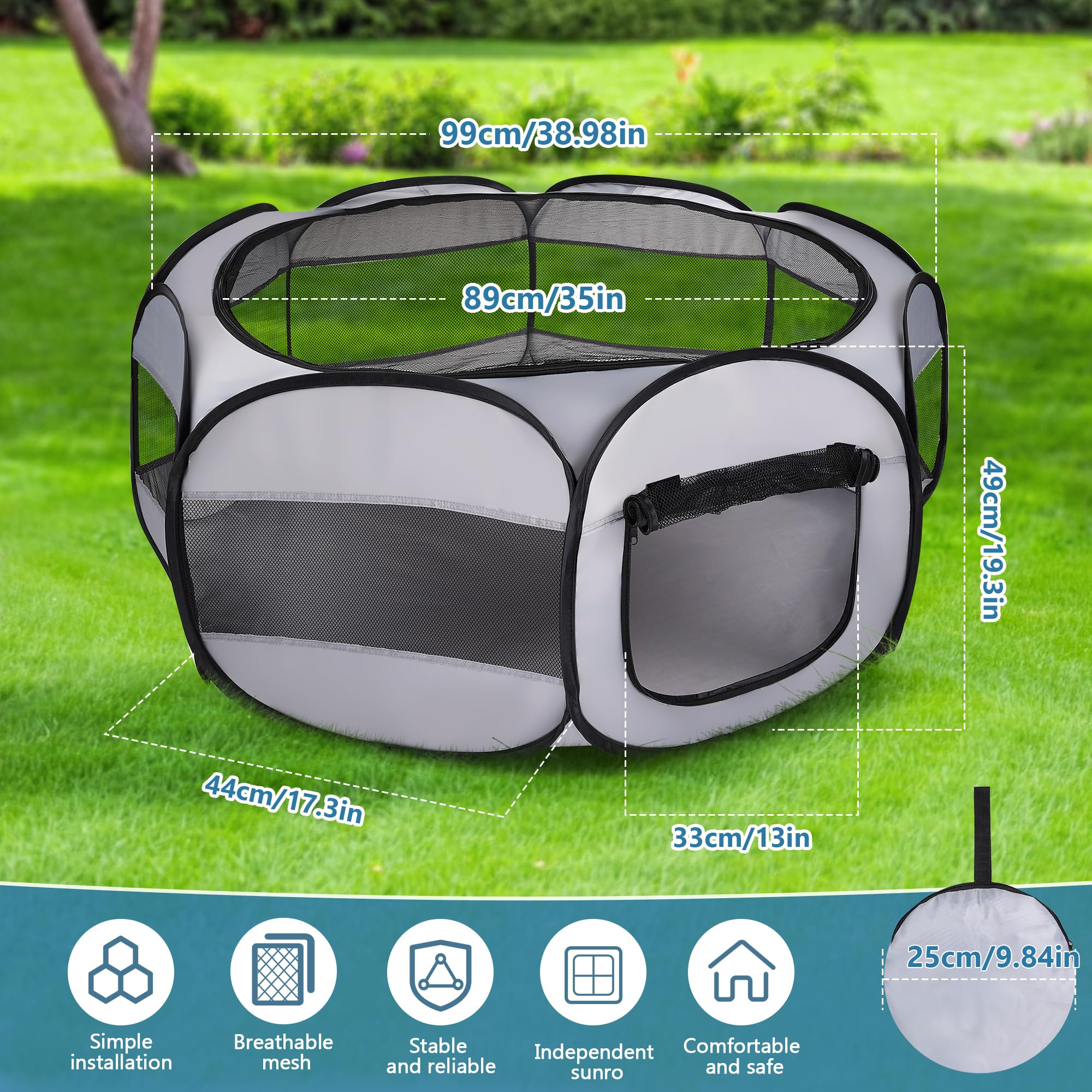 Soft Breathable Small Animal Playpen With Zipper Cover - Portable Rabbit/Bunny Pen & Chick Brooder Box, Lightweight Enclosure Fo