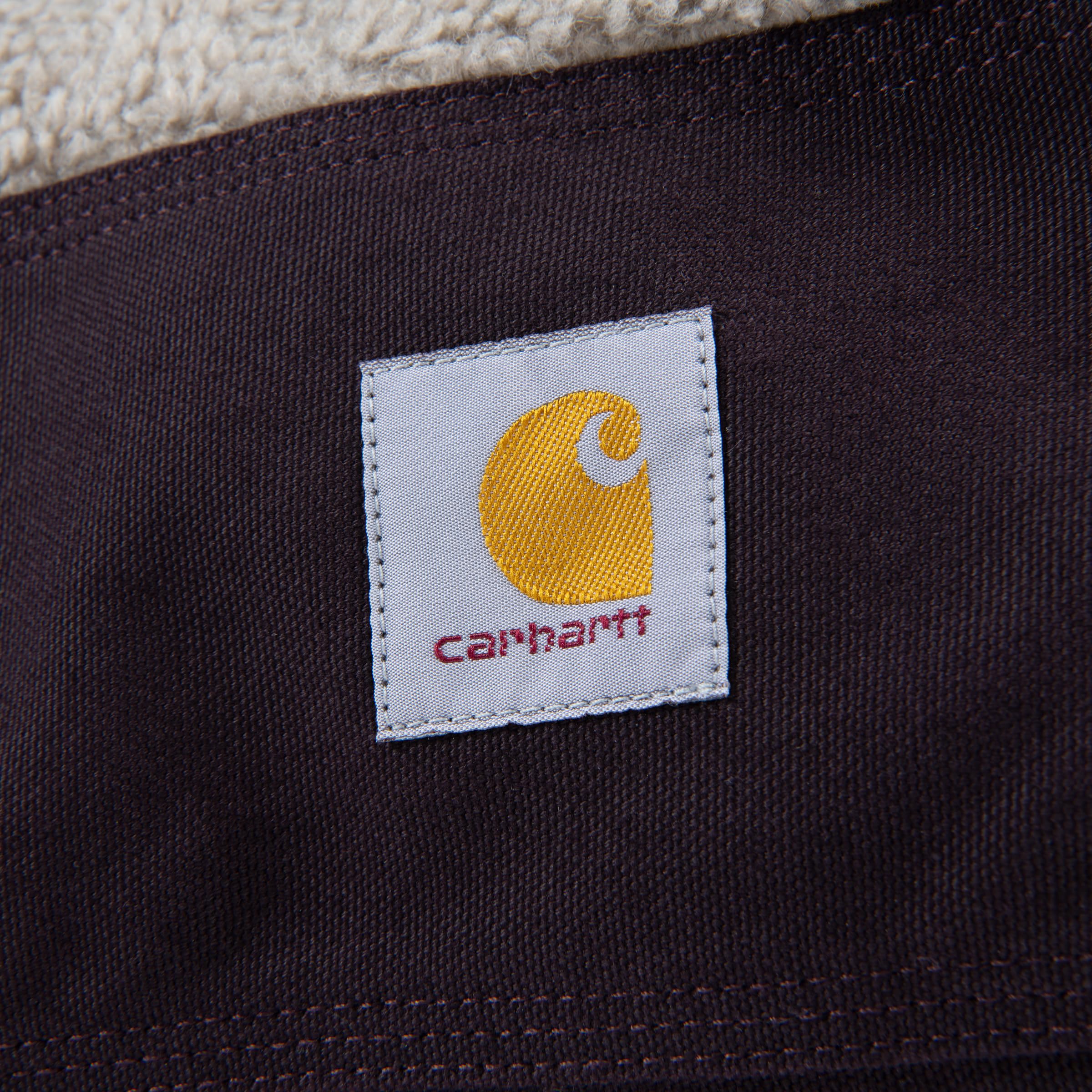 Carhartt Durable Canvas Pet Bed, Water Resistant Firm Duck Dog Bed, Deep Wine (Sherpa Top), Large