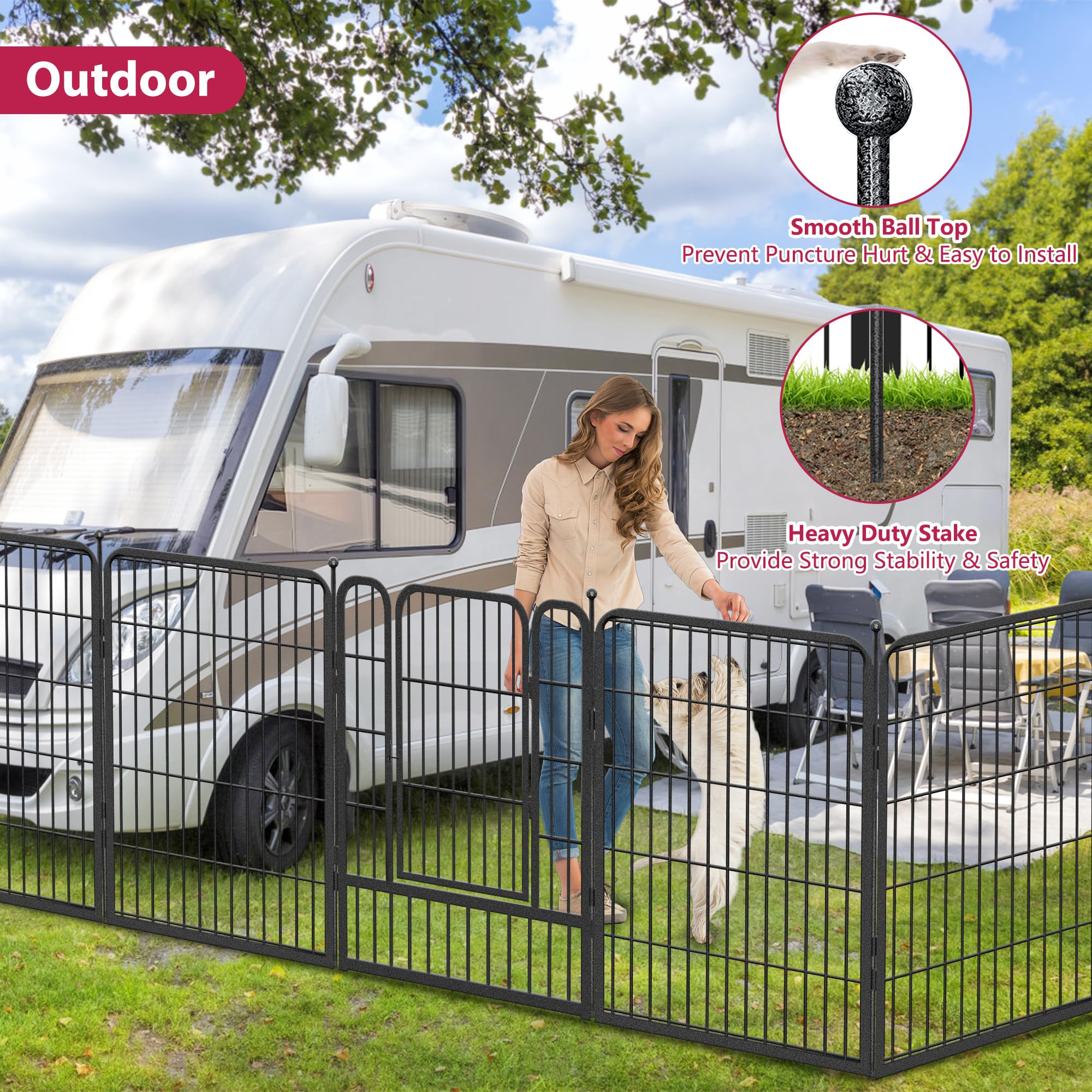 Jhsomdr Dog Playpen 32 Height 24 Panels Portable Dog Fence Outdoor For Yard Puppy Playpen Indoor Dog Pen Outdoor For Medium/Sm