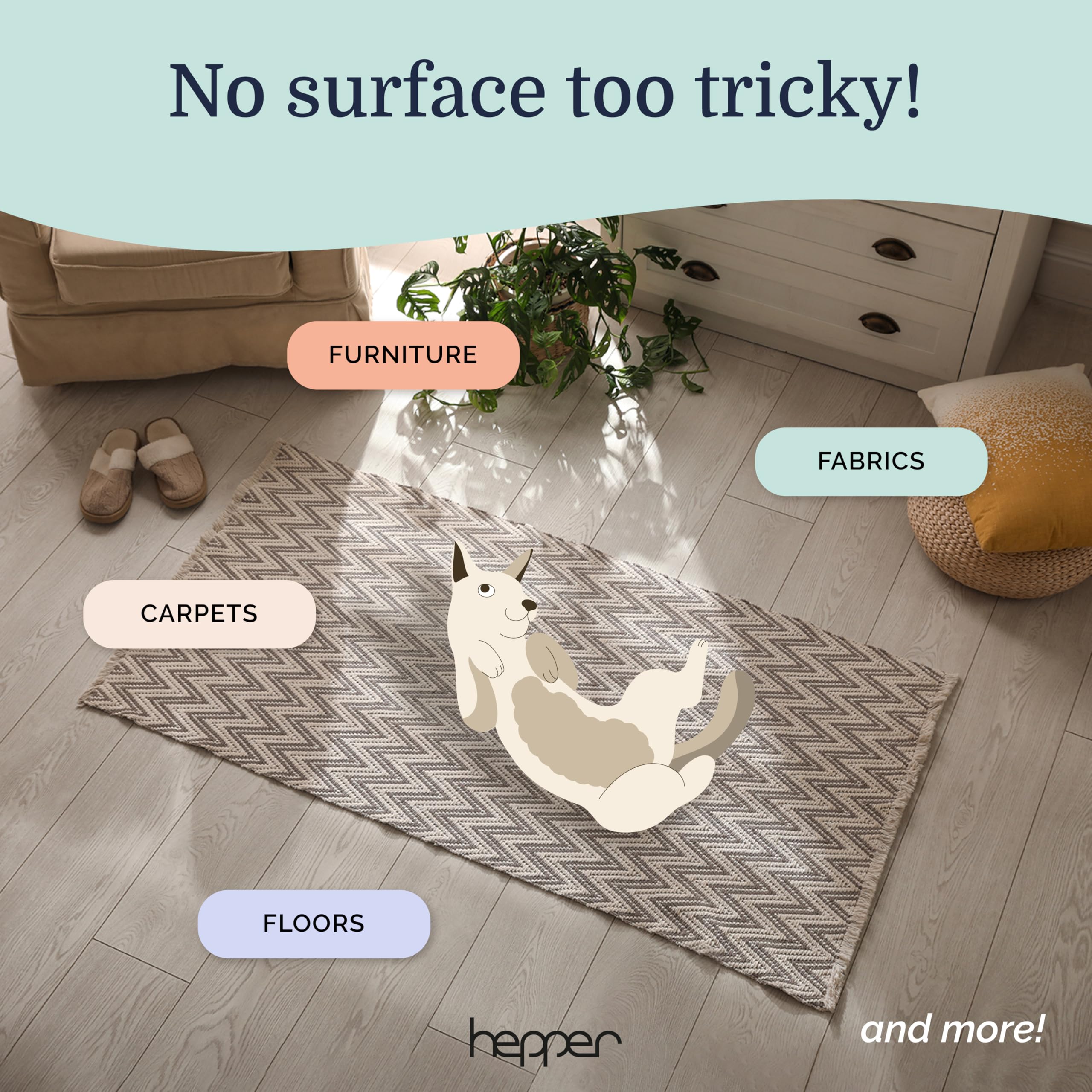 Hepper Advanced Bio-Enzyme Pet Stain & Odor Eliminator Spray - Smell, Stain & Urine Remover For Cats, Dogs & Other Animals - 32O