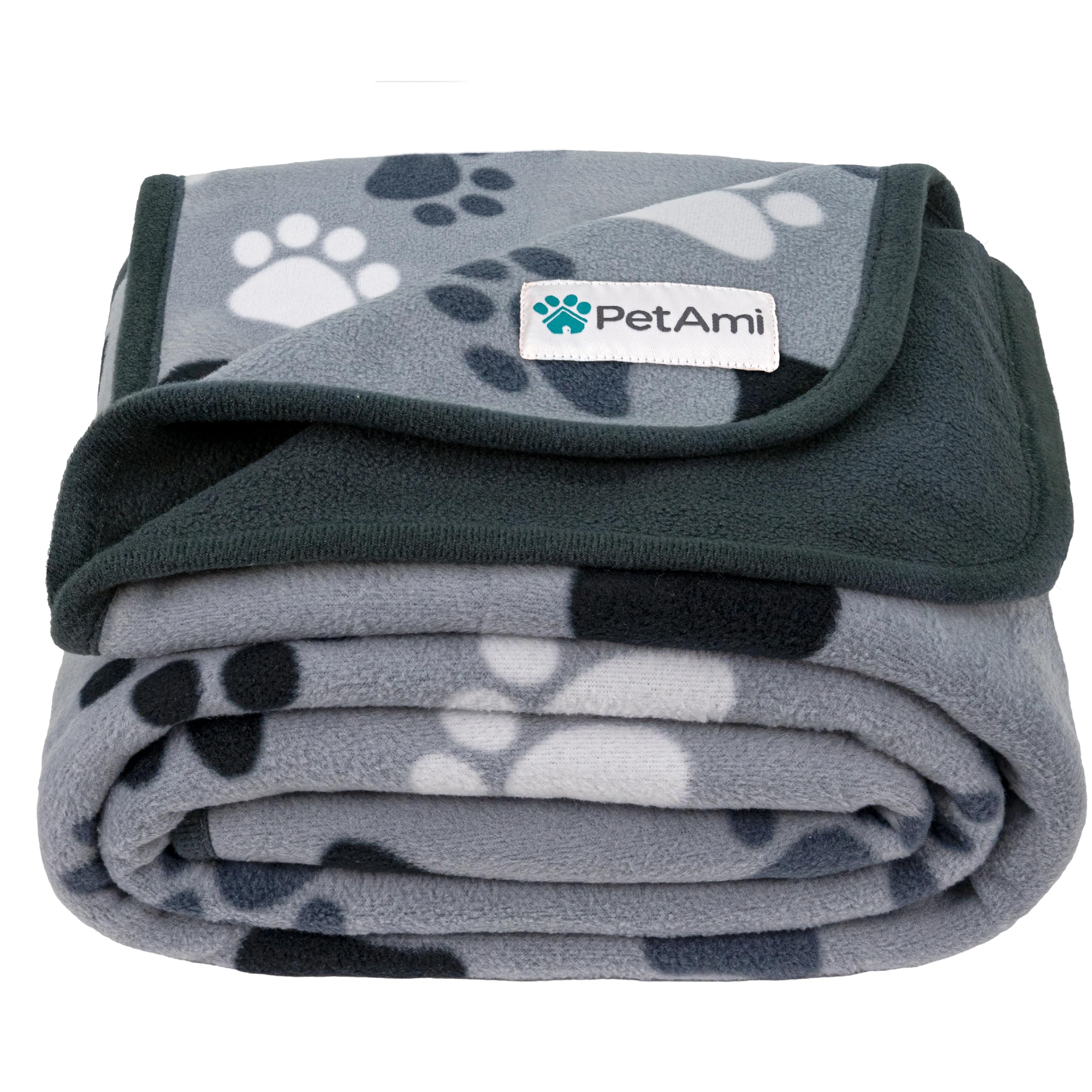 Petami Waterproof Dog Blanket For Medium Large Pets Dogs Cats, Pet Couch Cover Protector For Furniture, Reversible Washable Soft Fleece Cat Blanket For Bed Couch Sofa, 40X60 (Paw Print Gray)