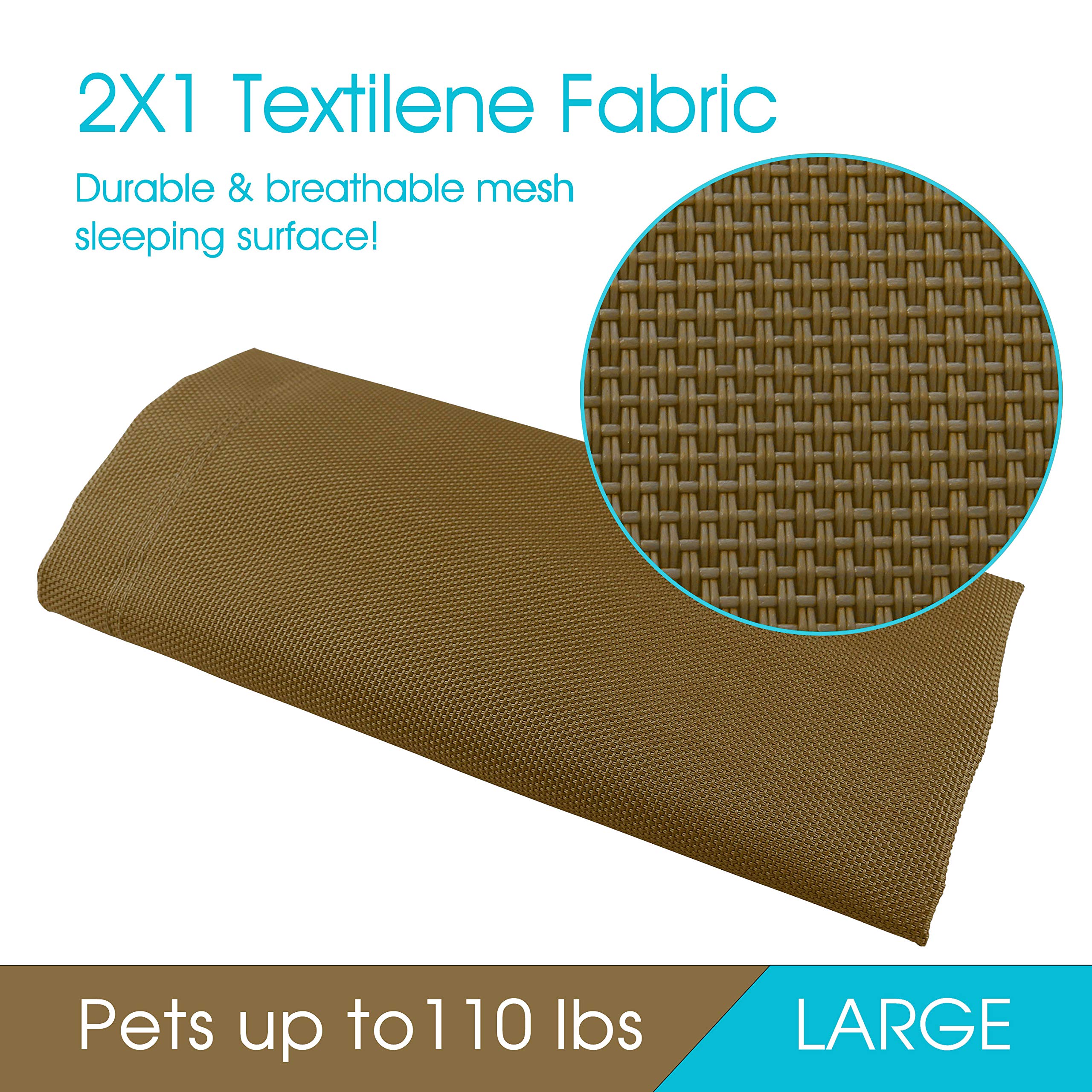 Phyex Heavy Duty Steel-Framed Portable Elevated Pet Bed, Elevated Cooling Pet Cot, 50.5' L X 30.5' W X 7.8' H(L, Brown)