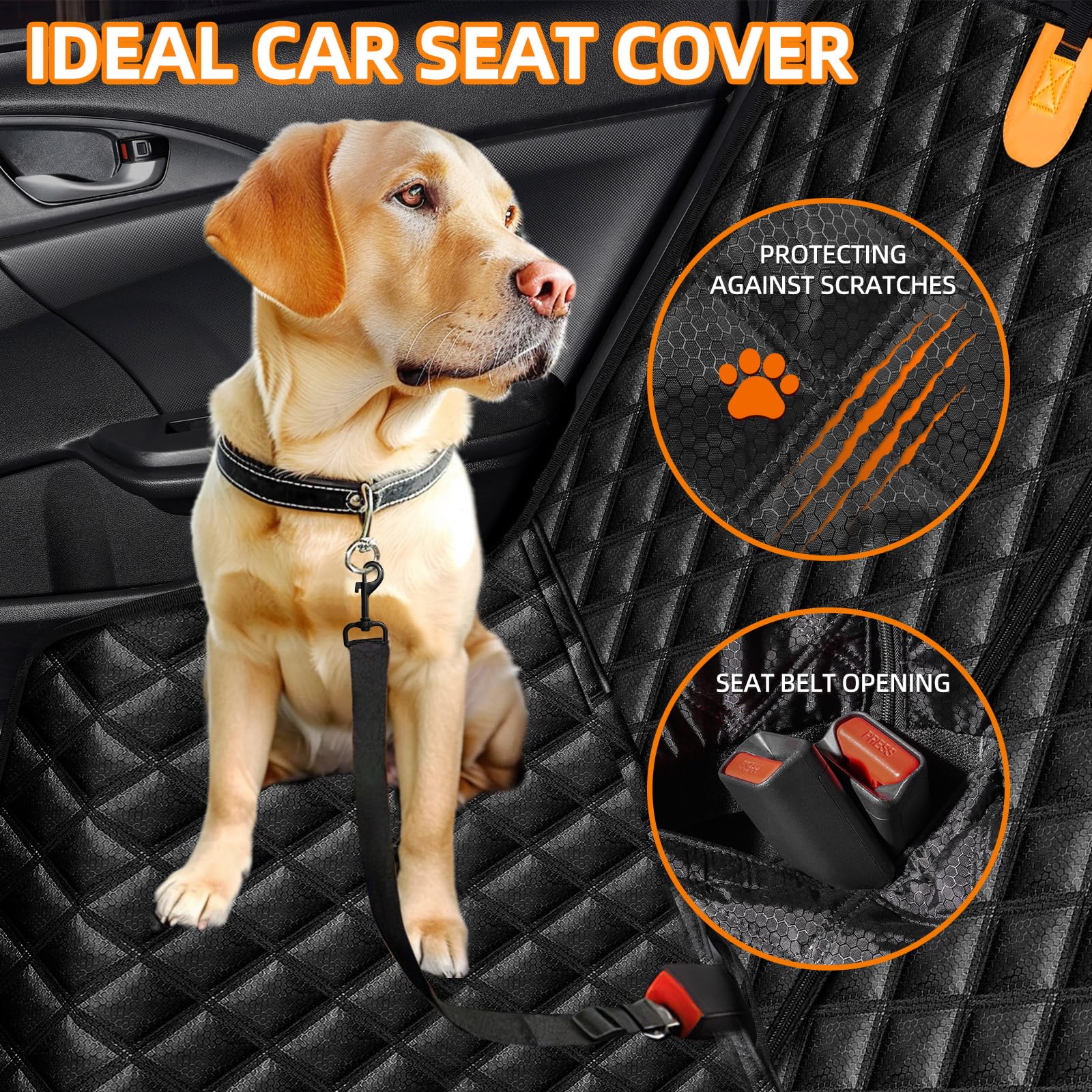 Lehni Dog Car Seat Cover For Back Seat - Waterproof And Scratchproof Back Seat Cover For Dogs Nonslip Car Seat Cover For Dogs Fi