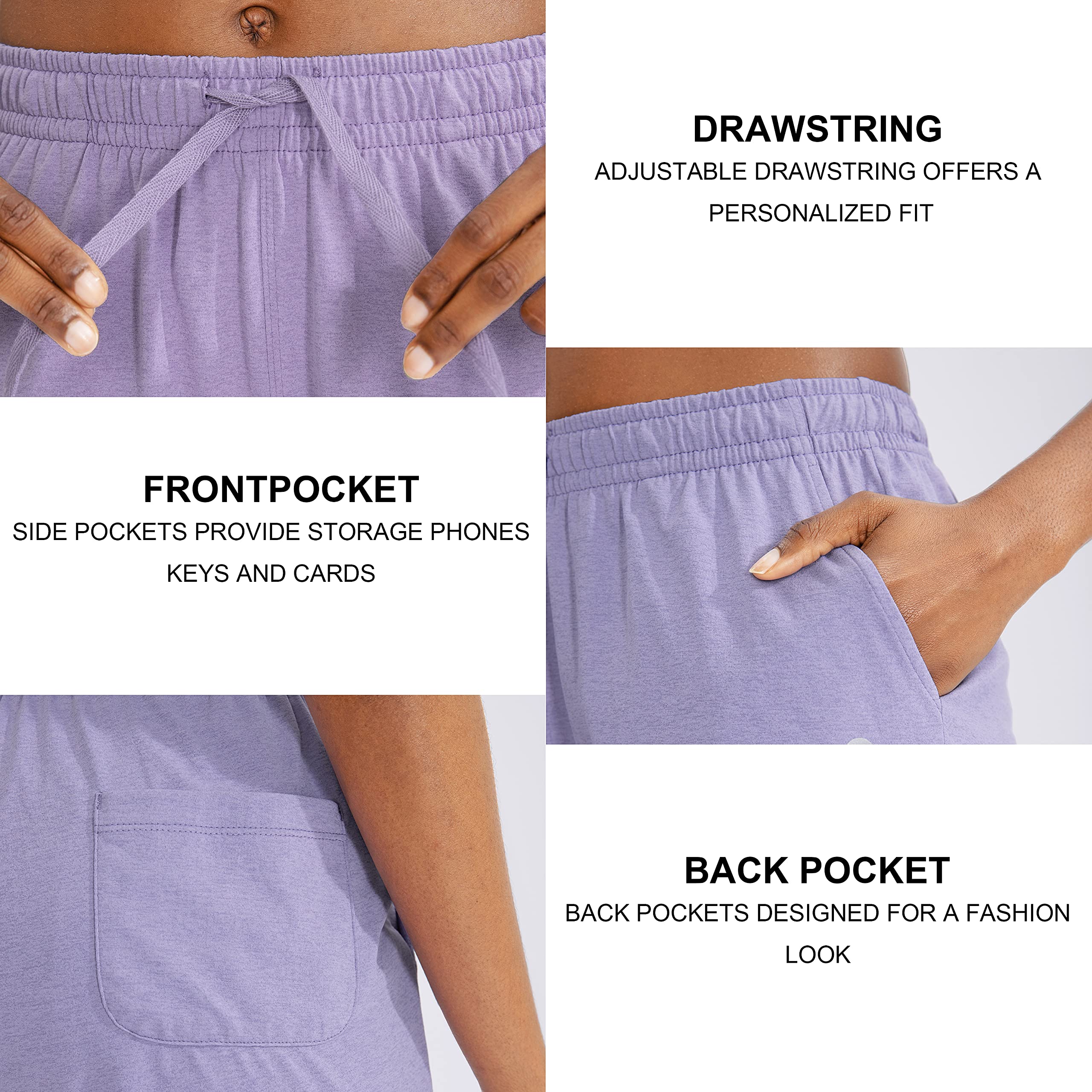 Womens Bermuda Shorts Jersey Shorts With Deep Pockets 7 Long Shorts For Women Lounge Walking Athletic (Purple, Xx-Large)
