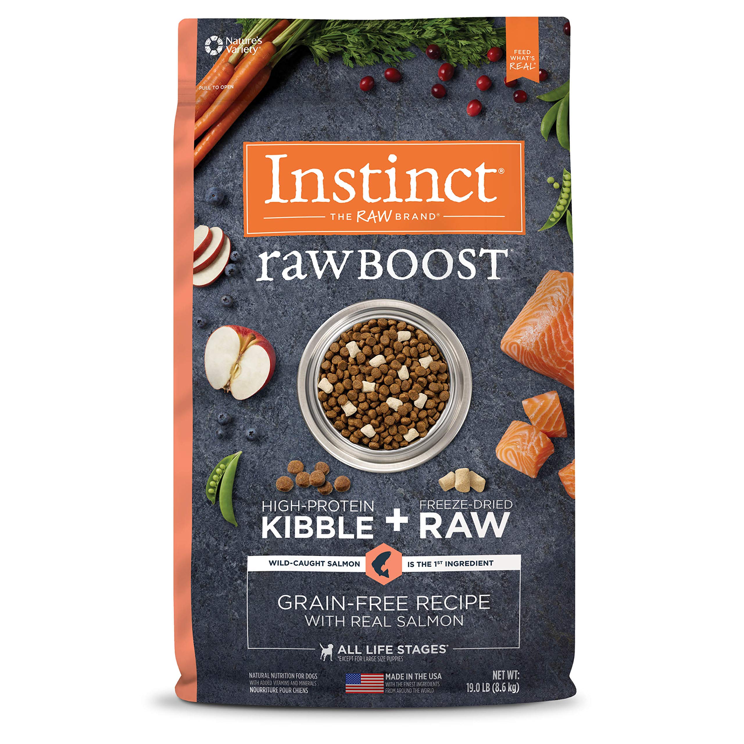 Instinct Raw Boost Grain Free Recipe with Real Salmon Natural Dry Dog Food by Natures Variety, 19 lb. Bag
