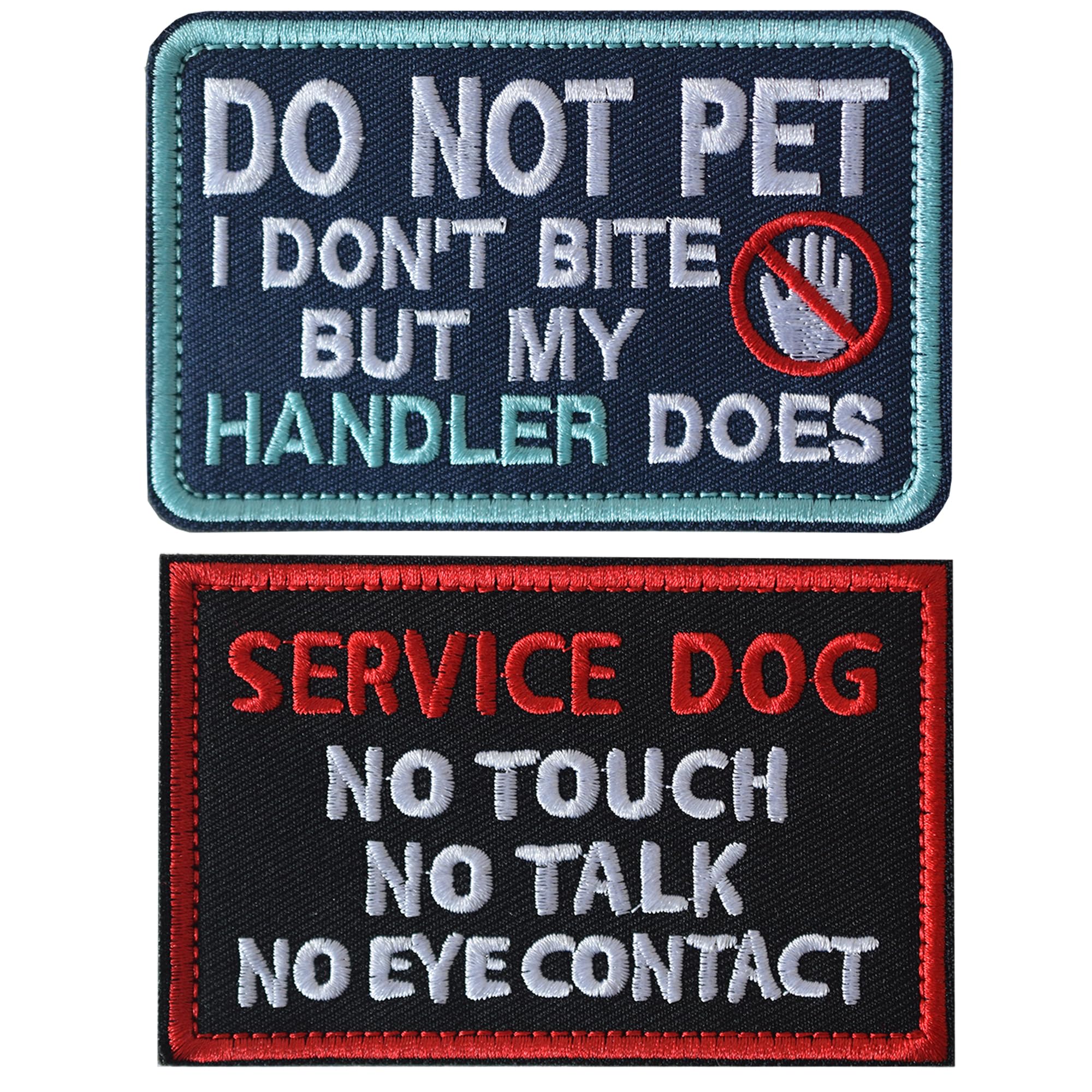 J.CARP 2 Pieces No Touch No Talk No Eye Contact Dog Patches Full Embroidered Badge Patch for Dogs Harness Vest Clothes
