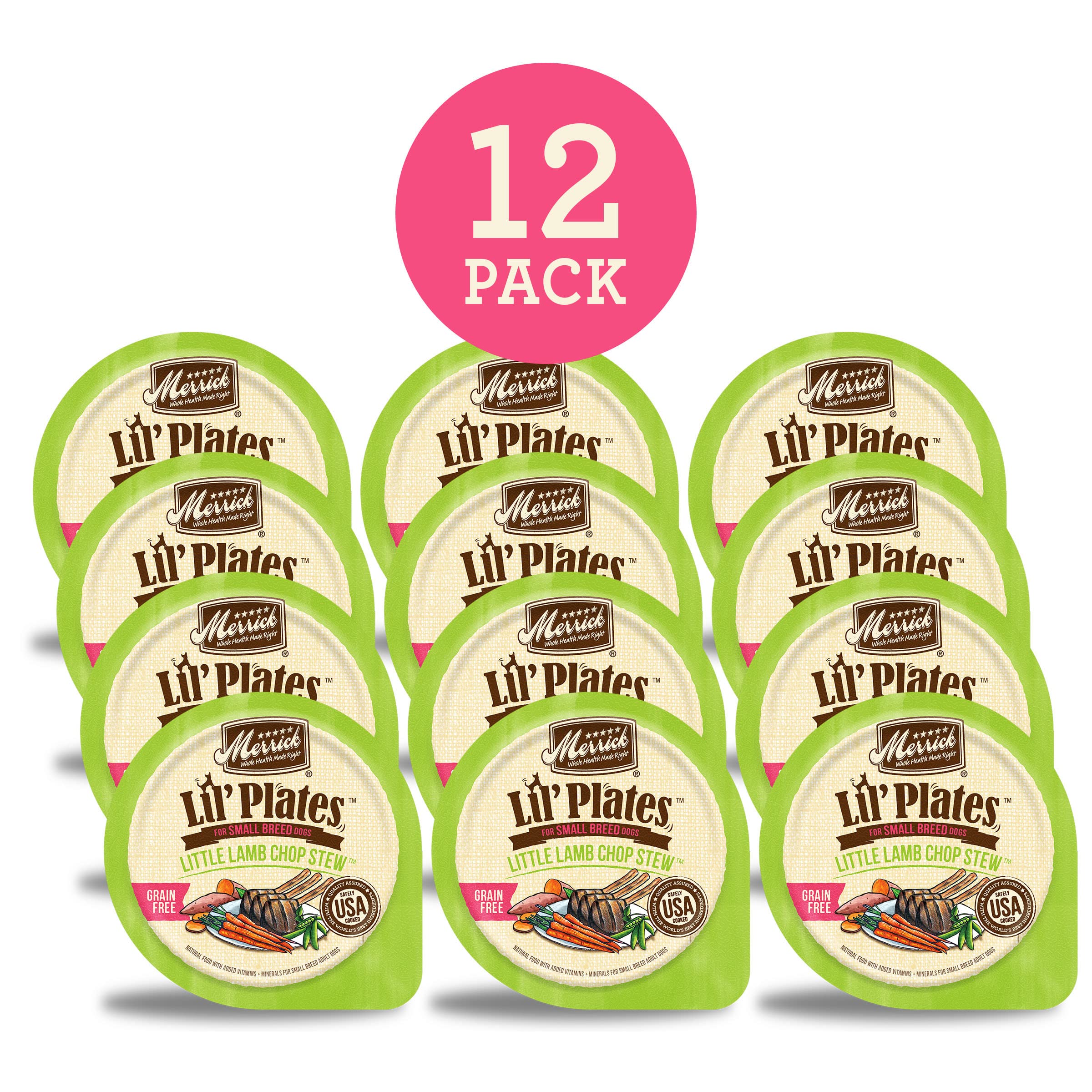Merrick Lil Plates Grain Free And Gluten Free Natural Wet Dog Food For Small Dogs, Soft Little Lamb Chop Stew - (12) 3.5 oz. Tub
