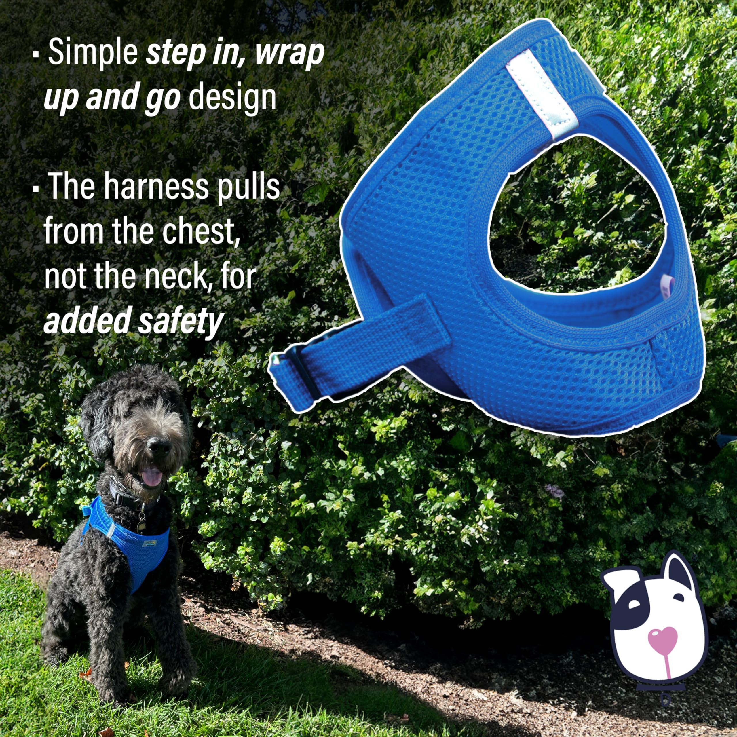 Doggie Design Dog Harness - No Choke Dog Harness, Dog Vest, Mesh Polyester, Pet Harness, Simple Design, Harness For Dog - Cobalt