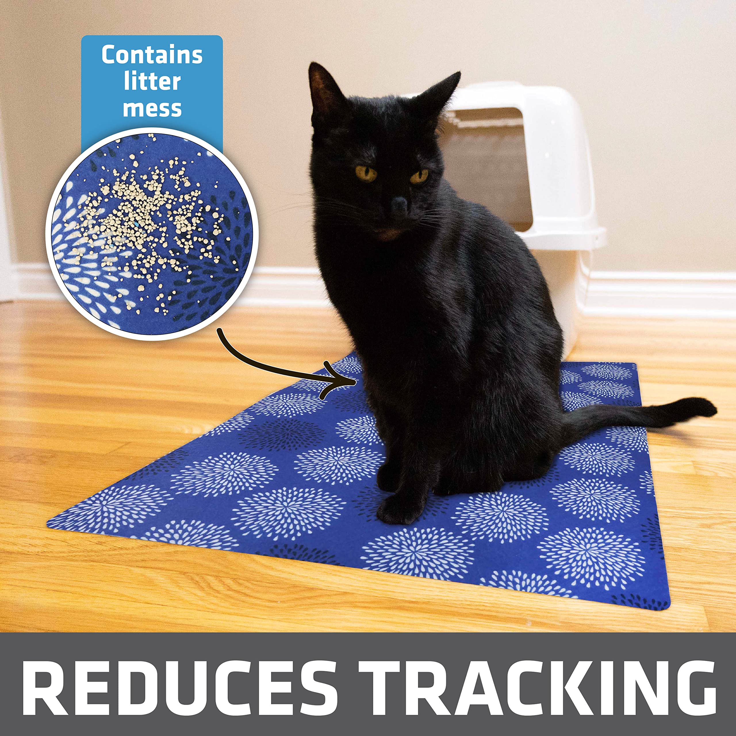Drymate Original Cat Litter Mat, Contains Mess From Box For Cleaner Floors, Urine-Proof, Soft On Kitty Paws -Absorbent/Waterproof- Machine Washable, Durable (Usa Made) (20”X28”)(Good Medicine Blue)