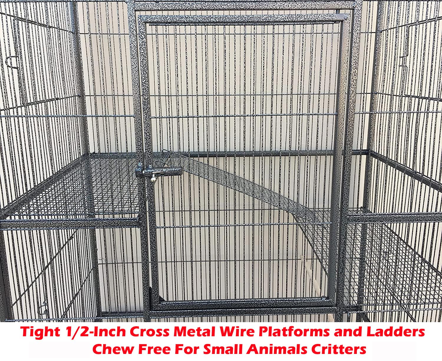 74'' Large Double Stackable Wrought Iron Tight 1/2-Inch Bar Spacing Chew-Proof Separate Cages For Ferret Chinchilla Sugar Glider