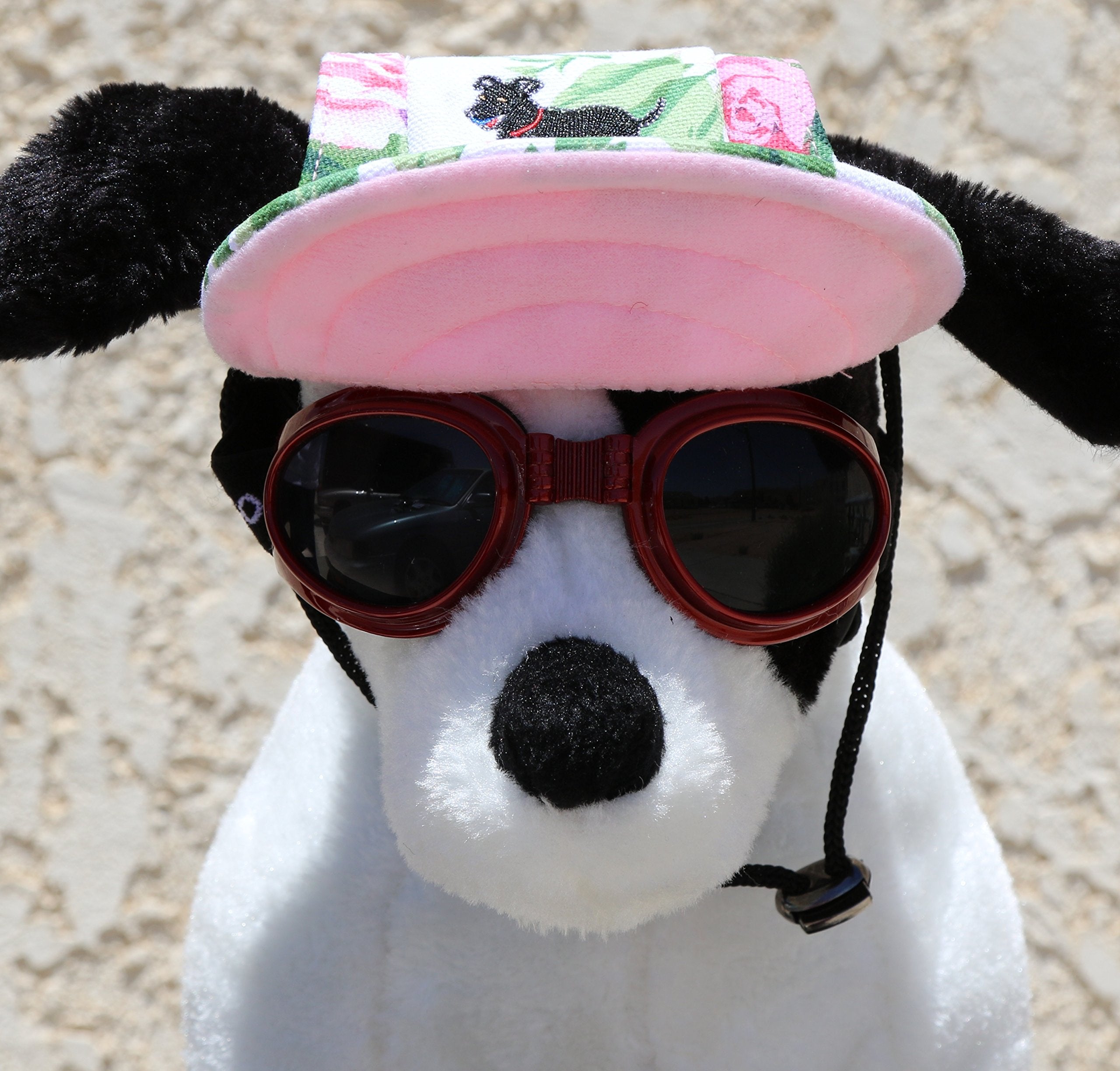 Lovewally Dog Outdoor Pet Hat Pink Floral Adjustable (Large)