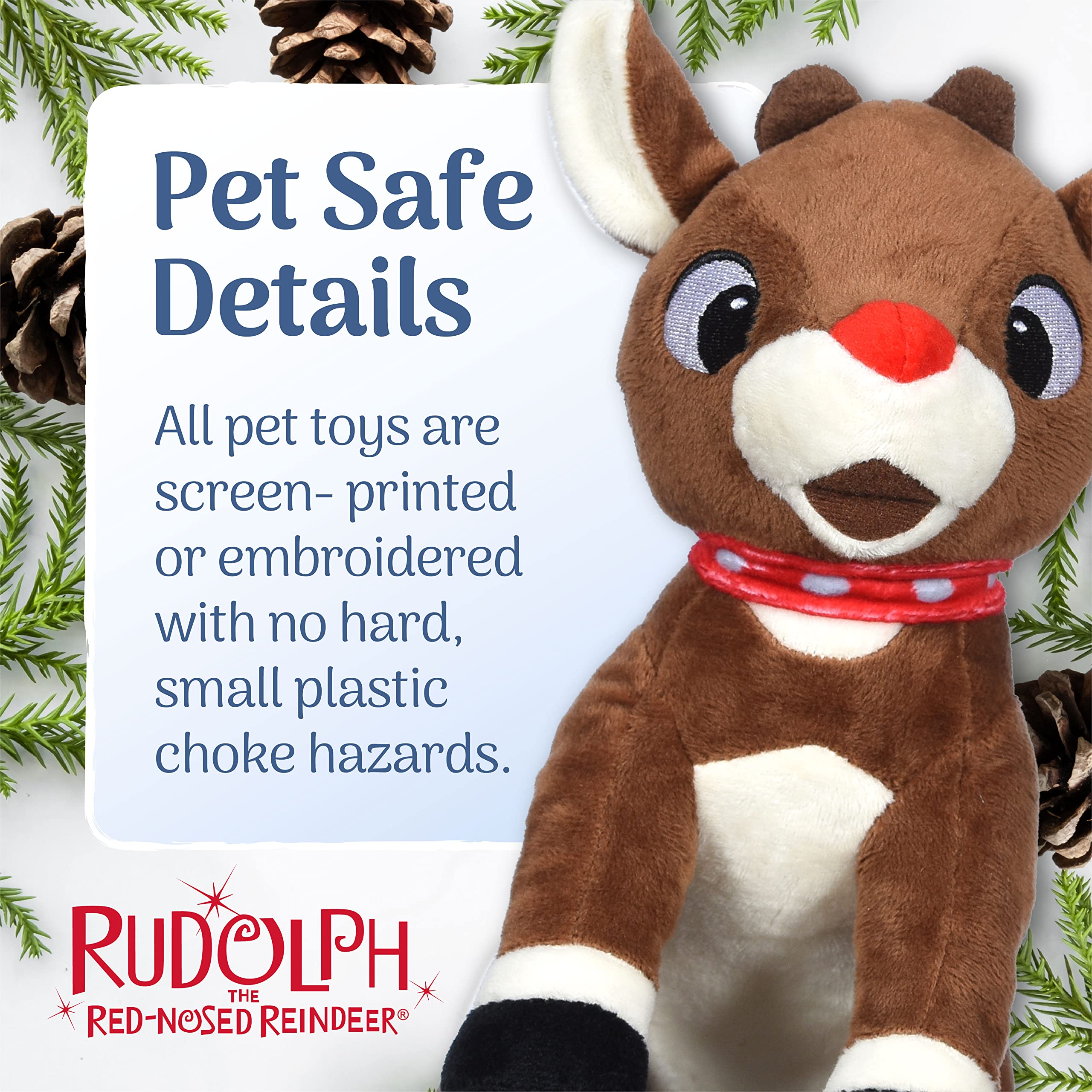 Rudolph The Red-Nosed Reindeer Toys For Dogs - 9 Plush Rudolph Squeaker Dog Toy, Chew Dog Toys - Holiday Toys For Pets, Christ