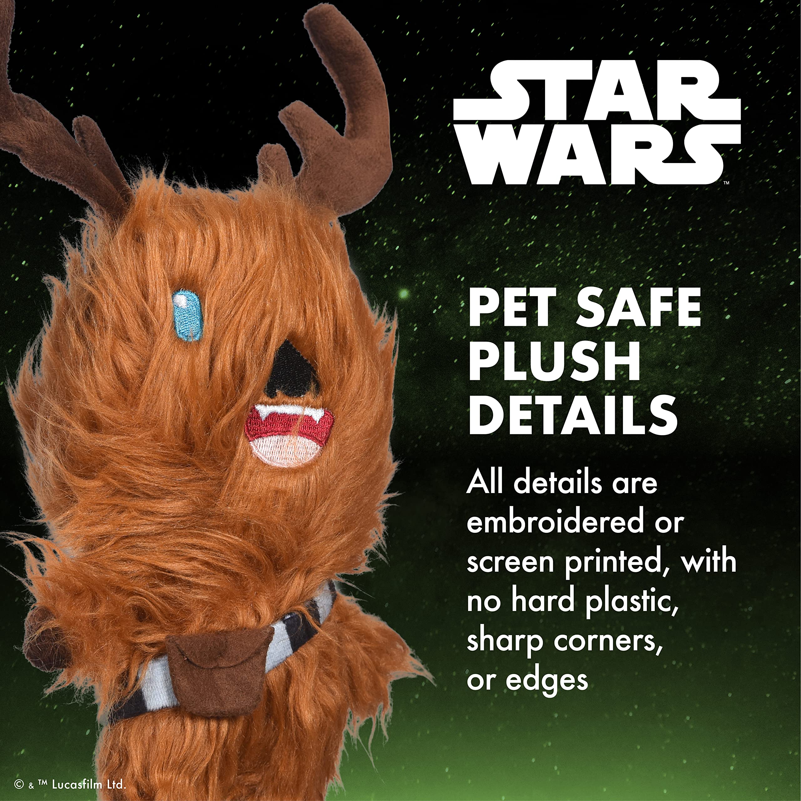 Star Wars Chewbacca Reindeer Squeaky Plush Dog Toy | Soft, Squeaky Holiday Dog Toy, 6 Inch (FF24146)