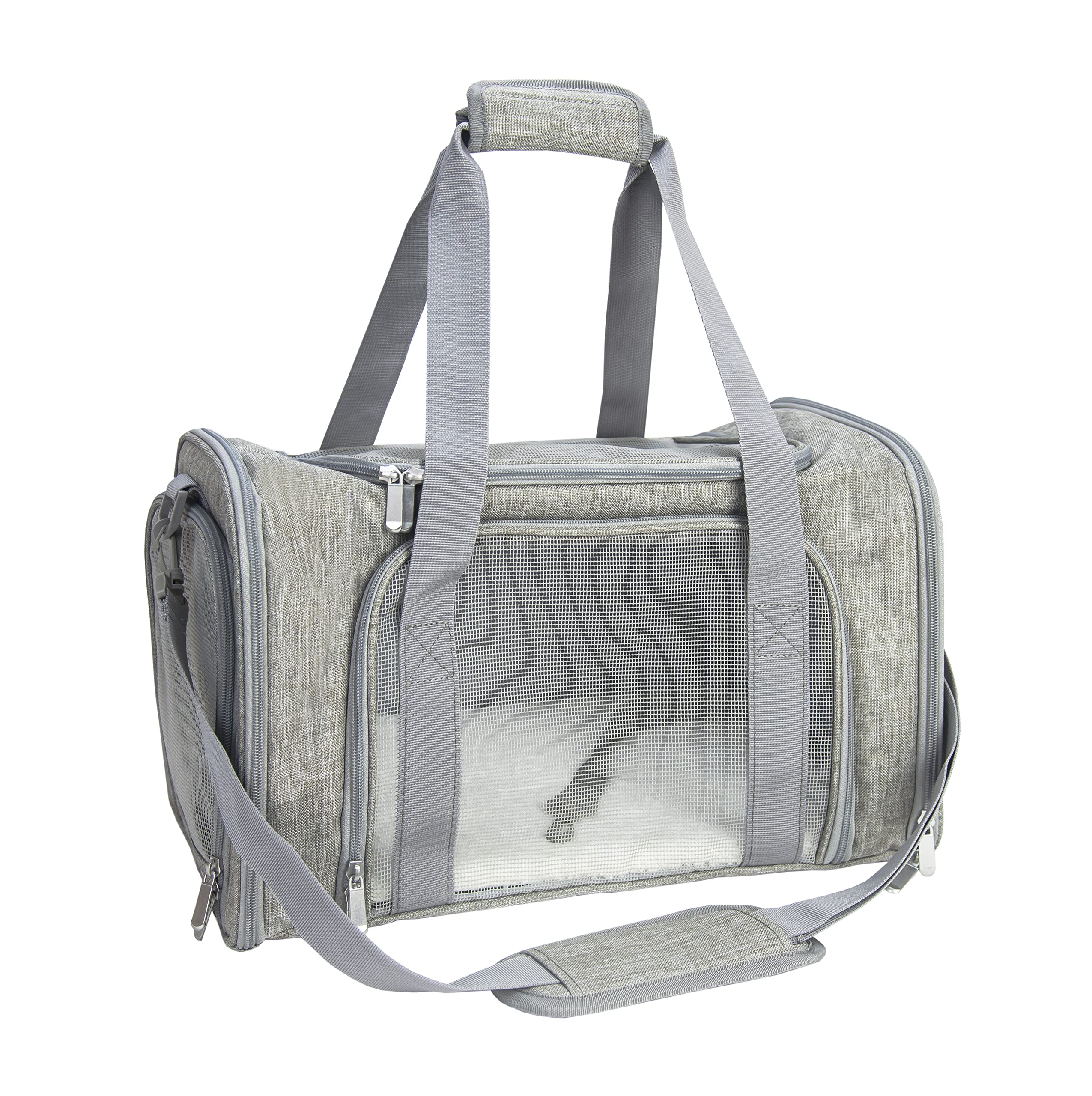 Nextfri Soft Sided Carrier For Small Medium Cats Dogs,Tsa Airline Approved Collapsible Travel Pet Carrier Medium Grey