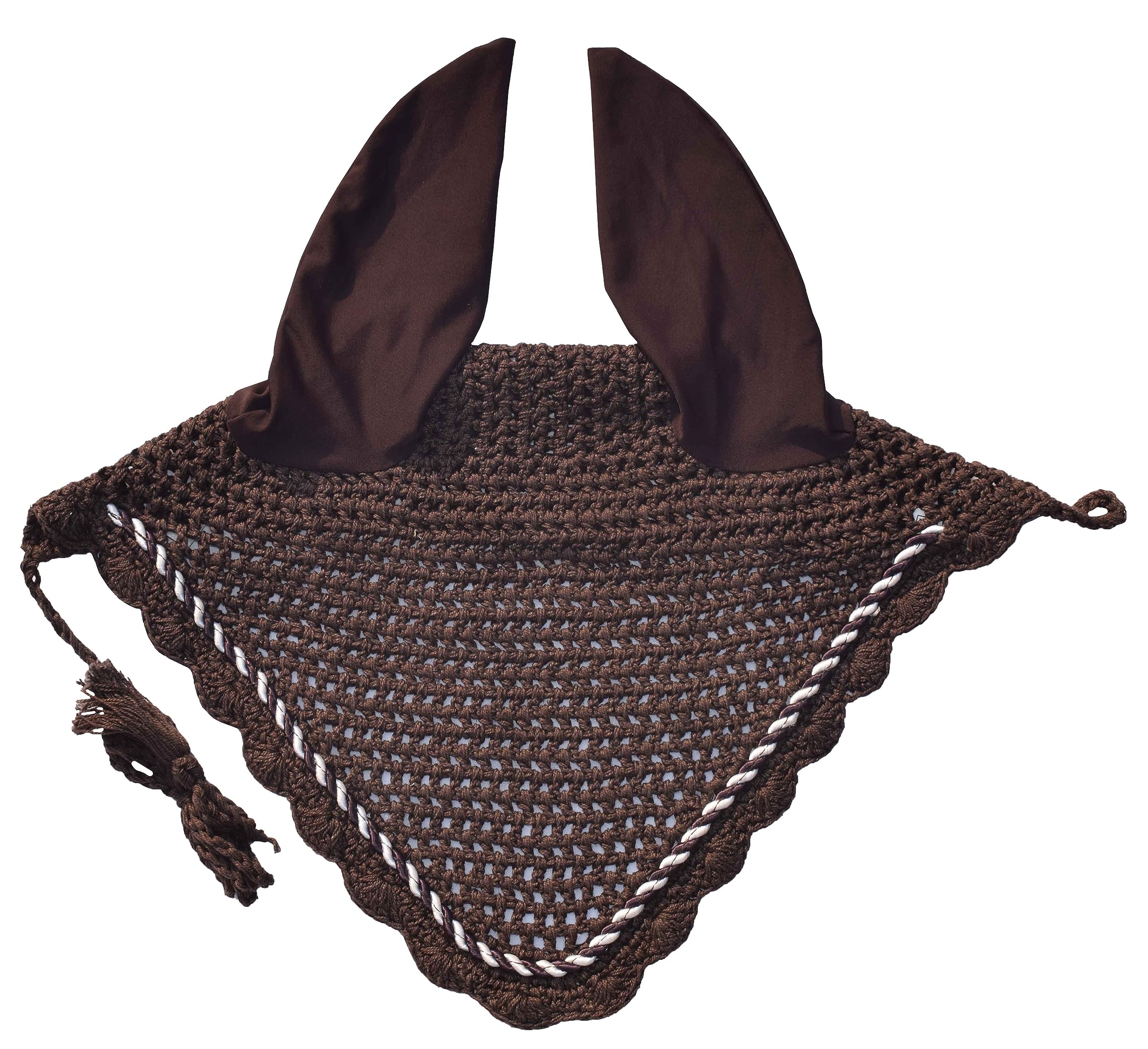 Horse Ear Bonnet Ear Net Hat Fly Bonnet Hood Mask Fly Veil Full Hand Made Cotton (Purple, Horse/Full)