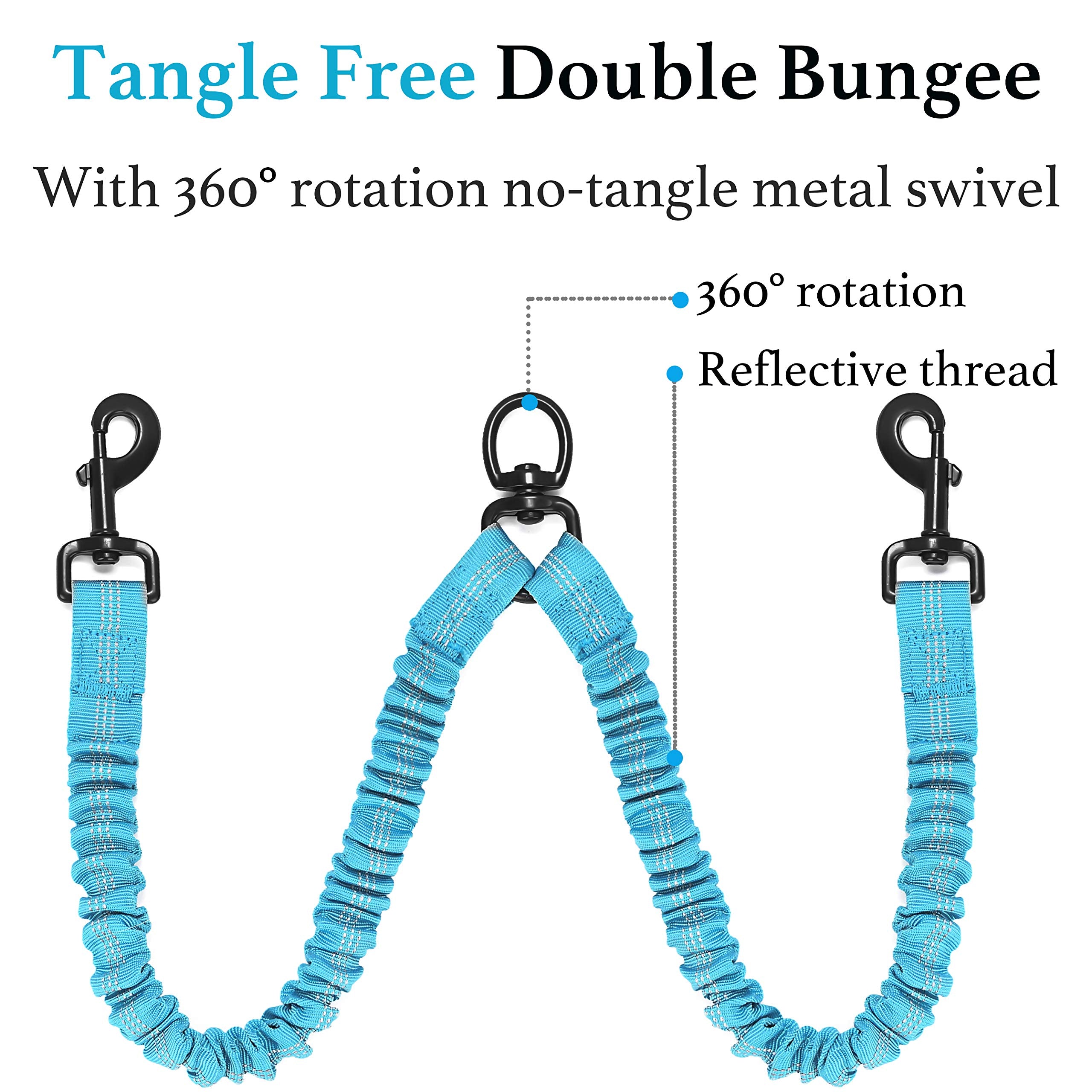 Iyopets Dog Leash For 2 Dogs, Double Dog Leash With Tangle Free Swivel And Reflective Bungee For Dual Small Medium Large Dogs (1