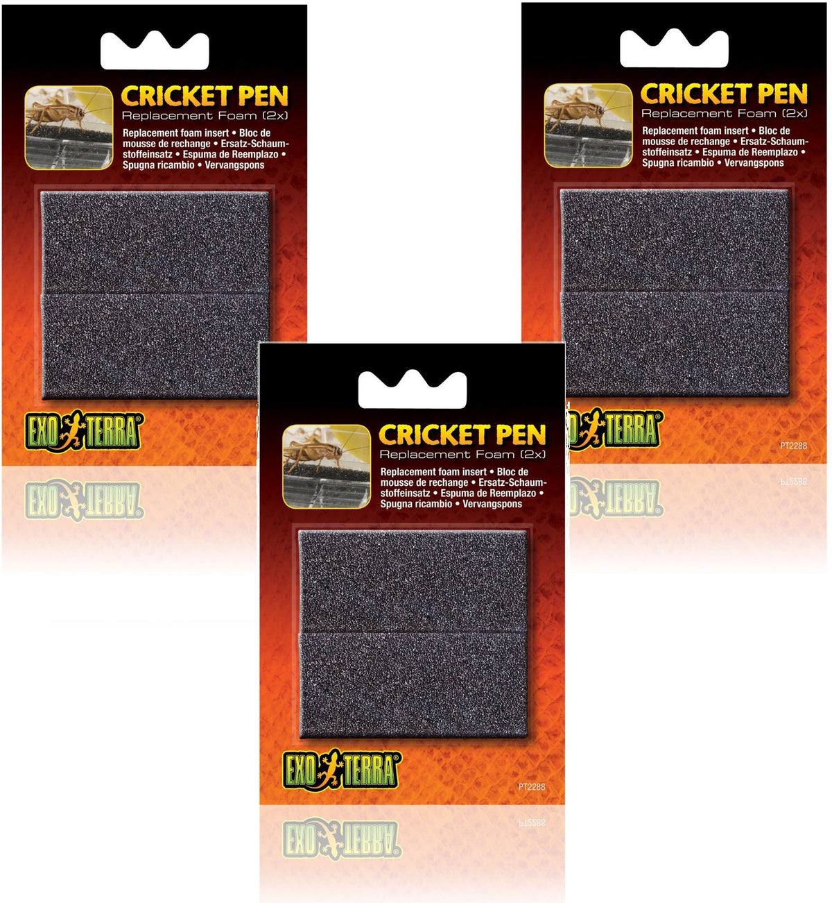 (3 Pack) Exo Terra Replacement Sponges Cricket Pen, 2 Sponges Each