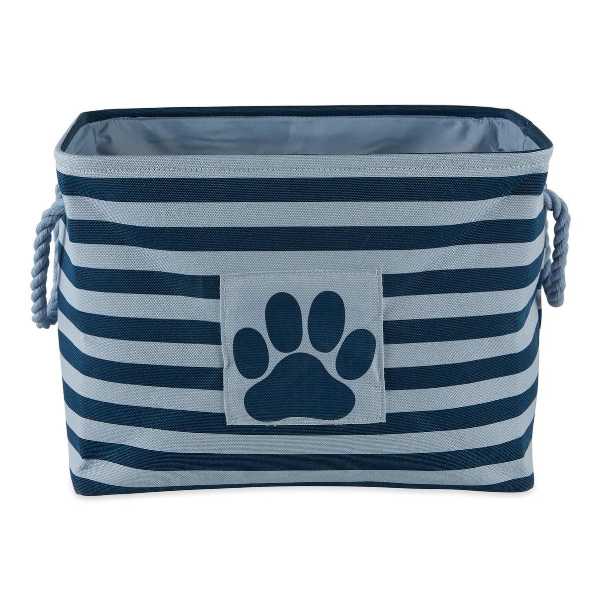 Bone Dry Pet Storage Collection Striped Paw Patch Bin, Large Rectangle, Dark Navy