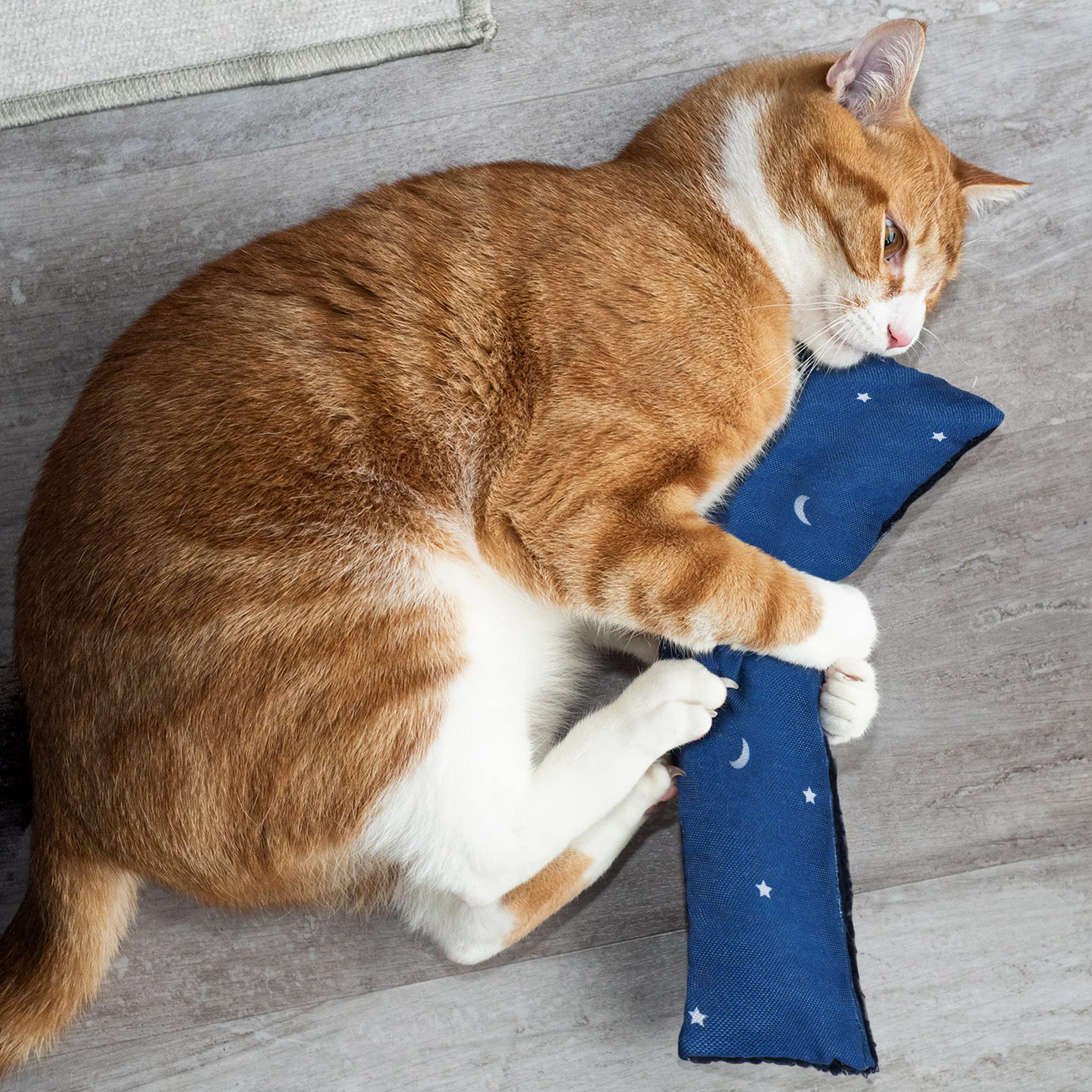 Furhaven (Set Of 3) Catnip Plush Kicker Cat Toy Set, Refillable - Space Print