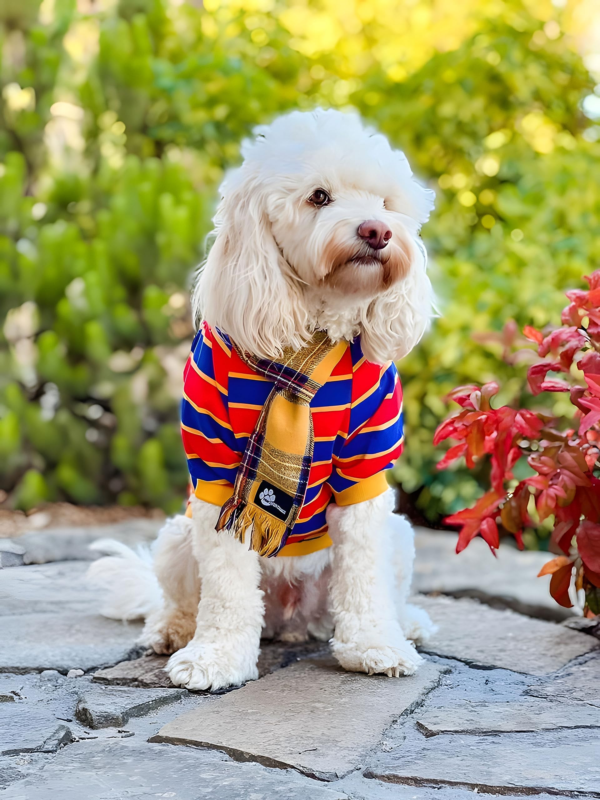 Fitwarm 2 Pack Striped Dog Shirt, Summer Dog Clothes For Small Dogs Boy, Breathable Pet Tshirt, Stretchy Cat Outfit, 101% Cotton