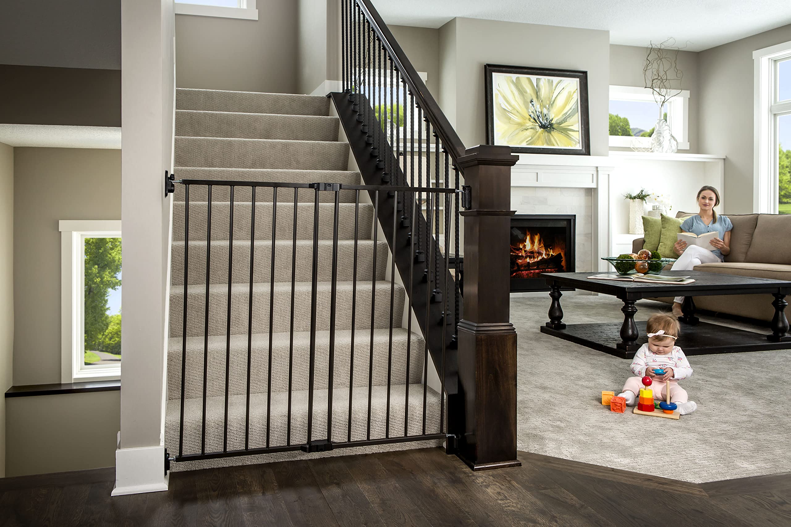 Regalo 2-in-1 Extra Tall Easy Swing Stairway and Hallway Walk Through Baby Gate, Black 1 Count (Pack of 1) (40.5 W x 36 H)