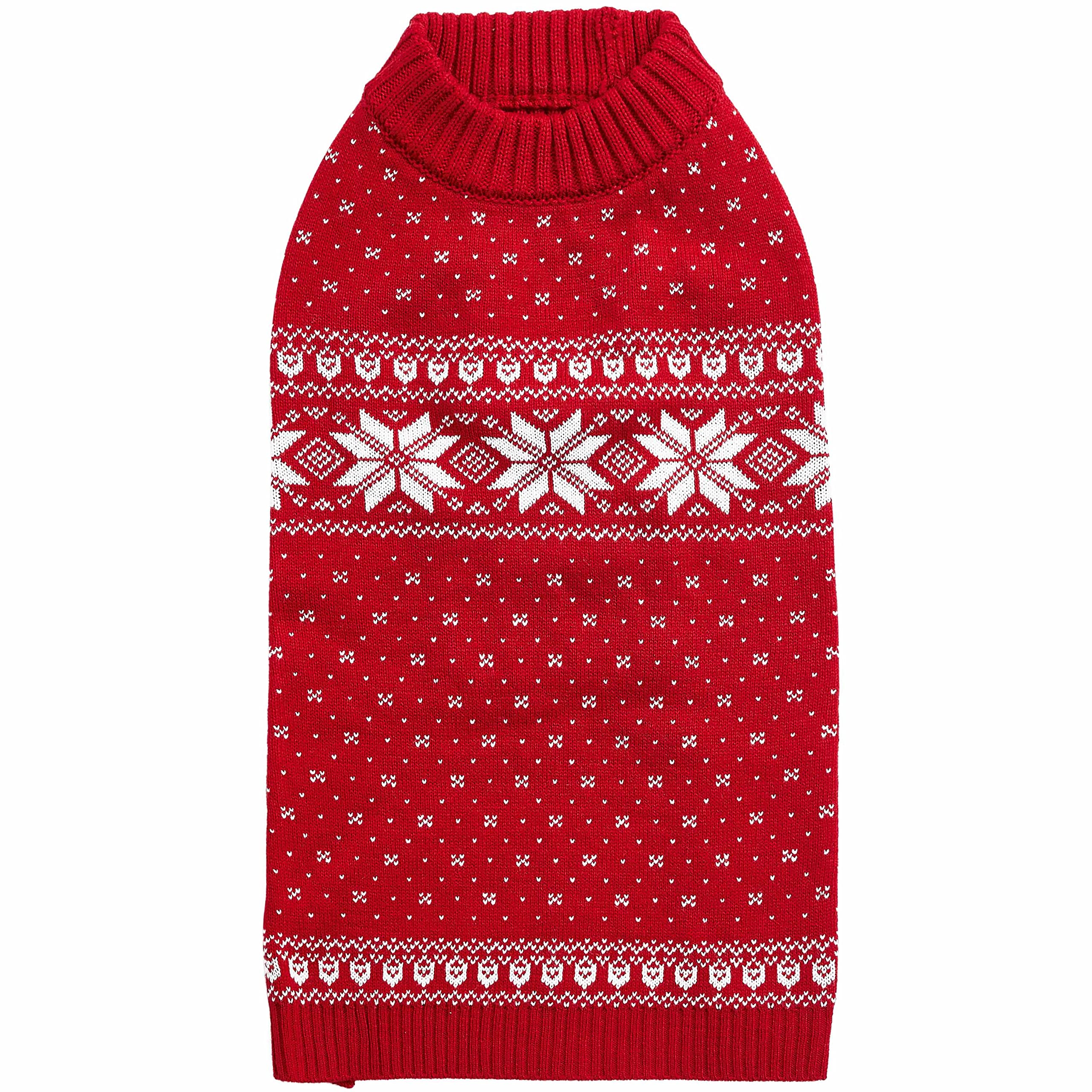 Blueberry Pet Christmas Snowflakes Holiday Festive Pullover Dog Sweater, Back Length 12', Pack Of 1 Clothes For Dogs