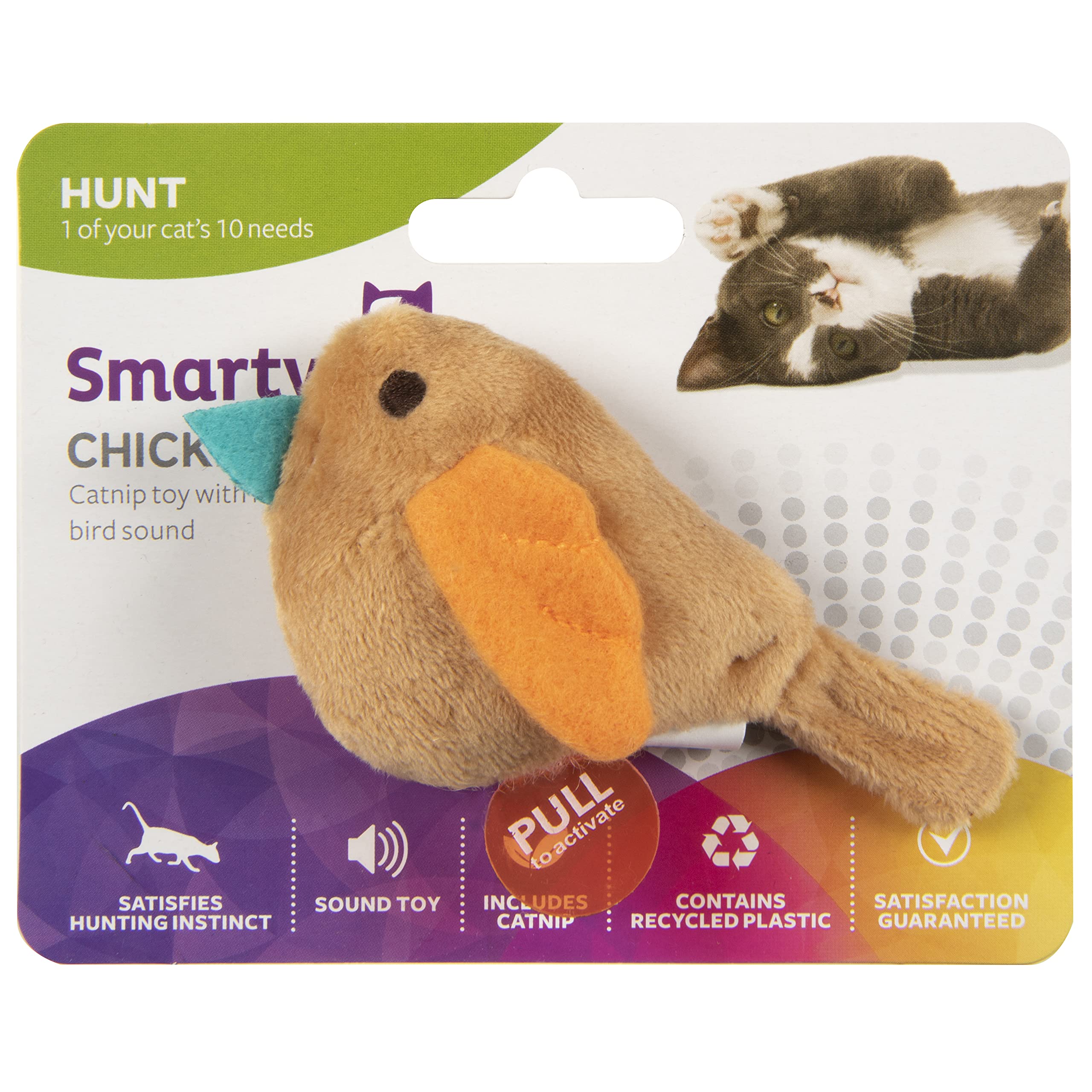 Smartykat Chickadee Chirp Electronic Sound Cat Toy, Contains Catnip, Battery Powered - Light Brown, One Size