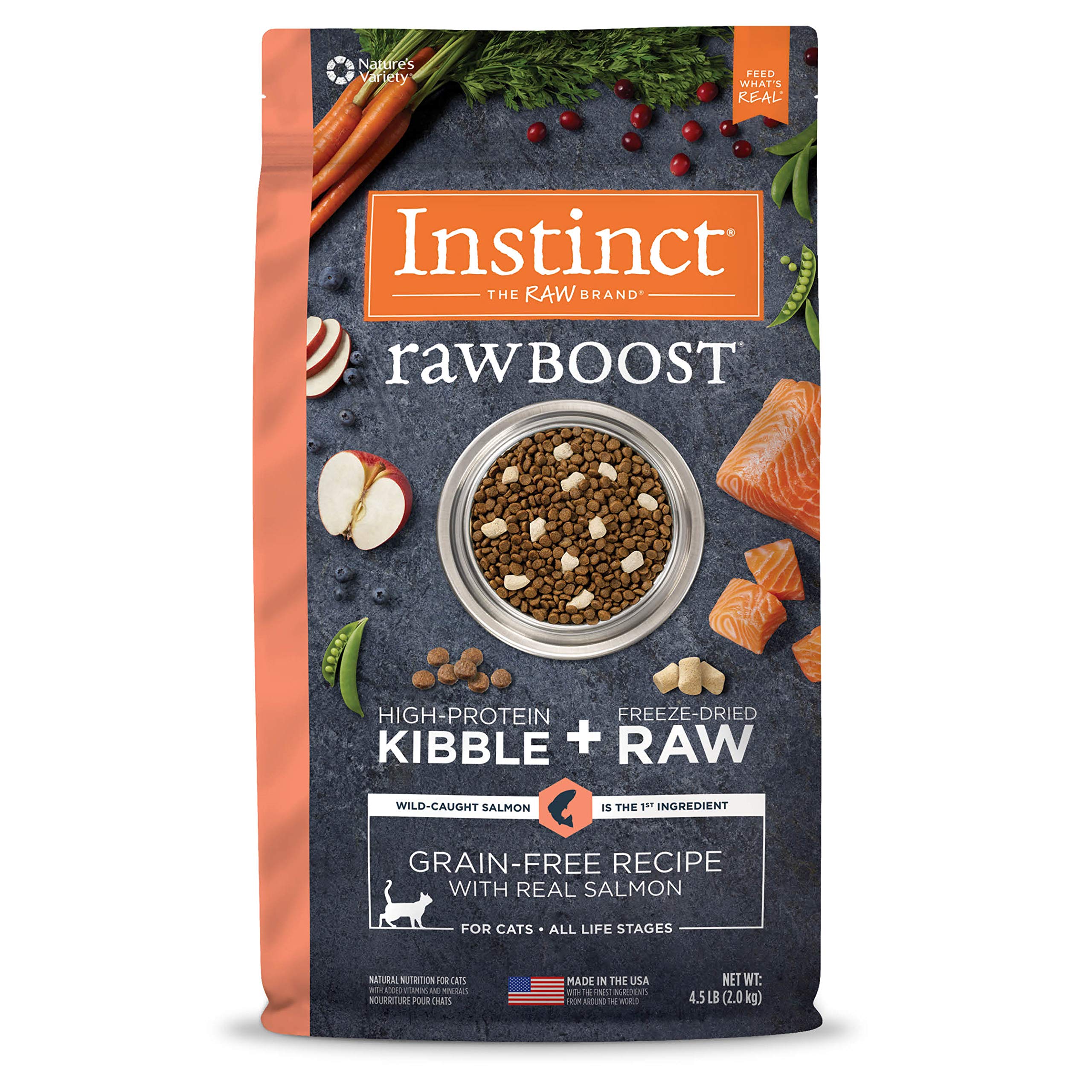 Instinct Raw Boost Grain Free Recipe with Real Salmon Natural Dry Cat Food by Natures Variety, 4.5 lb. Bag